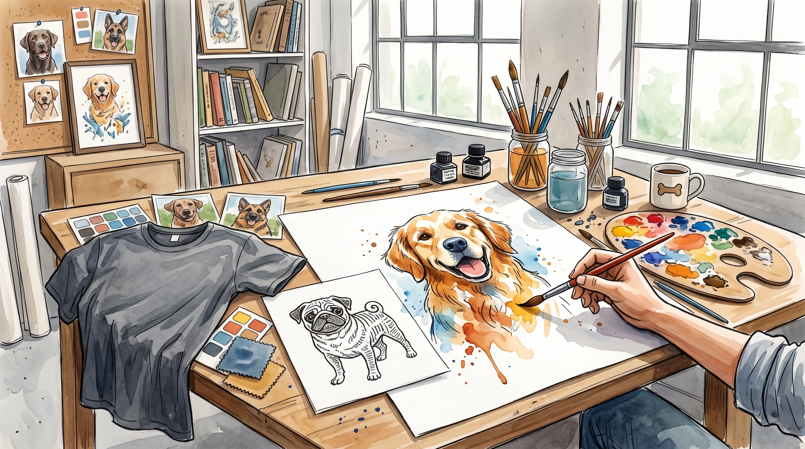 Titelbild zum Artikel: Hunde-Shirt gestalten: Motiv-Ideen für Hundeliebhaber
