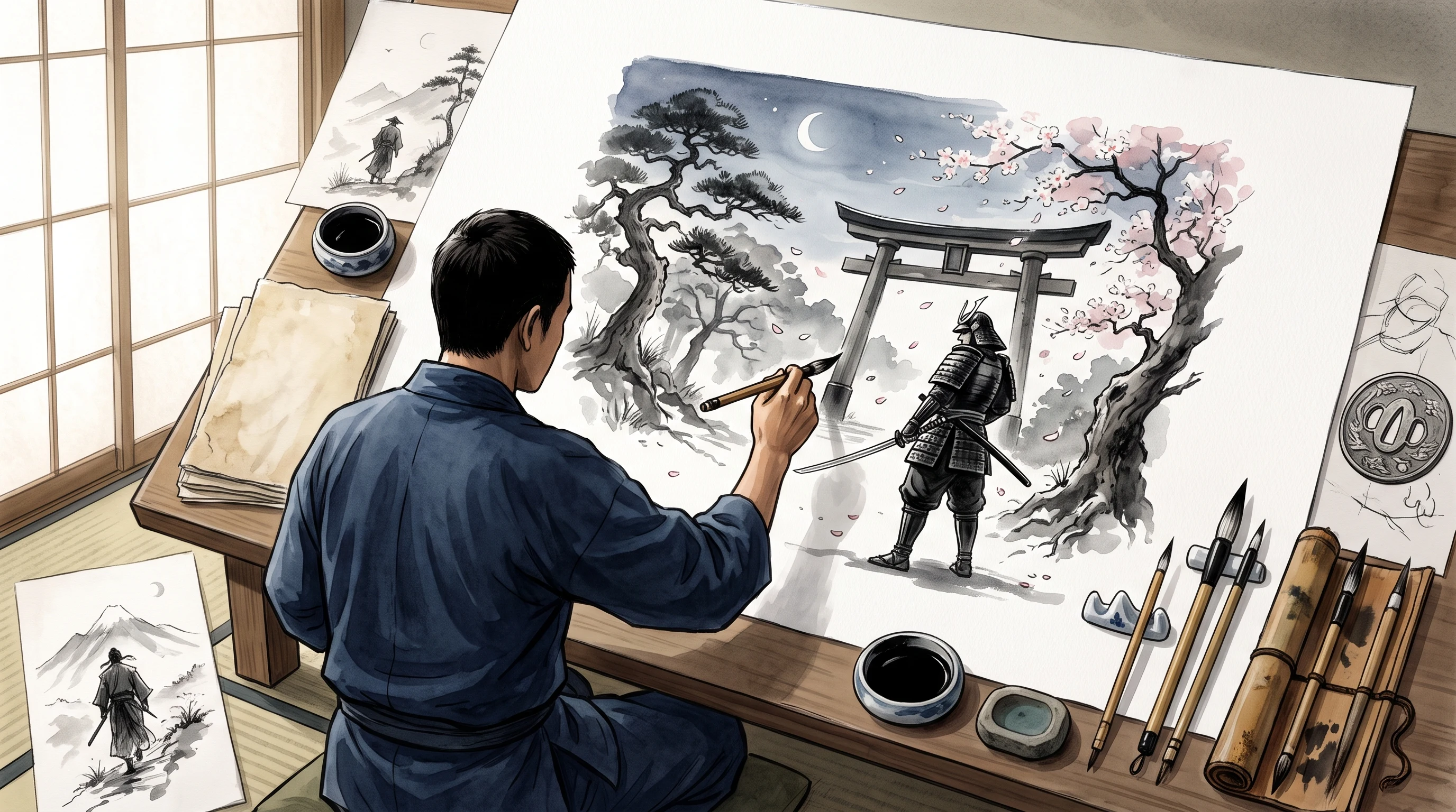 Titelbild zum Artikel: Samurai Shirt Designideen: japanische Motive mit Haltung
