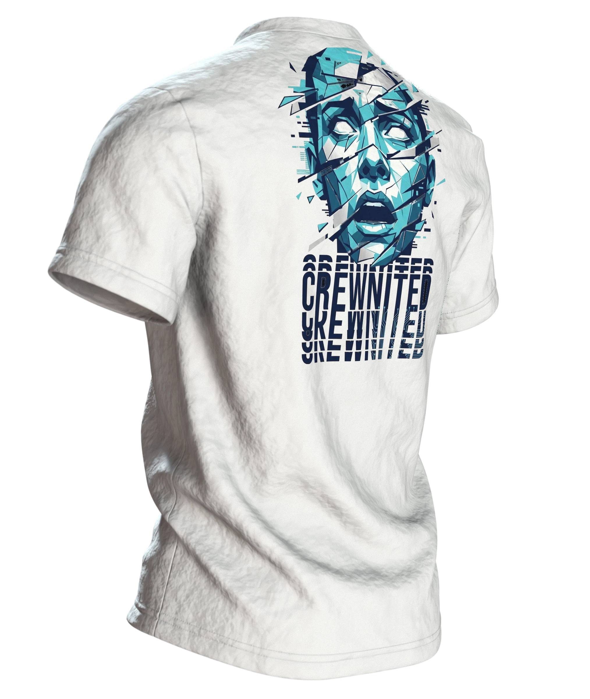 Zersplitterte Schrift T-Shirt, Rückseite schräg rechts