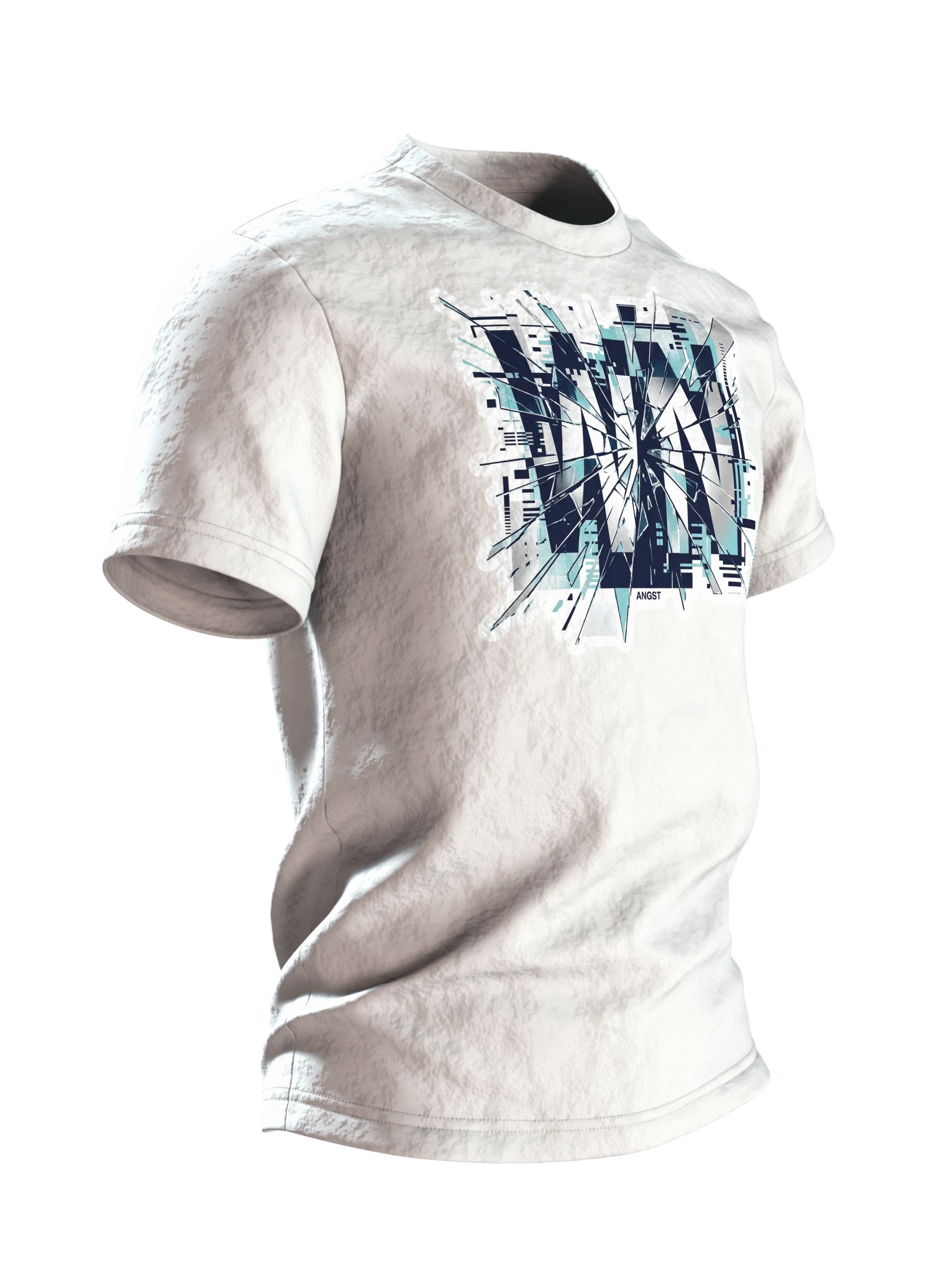 Zersplitterte Schrift T-Shirt, Seitenansicht links