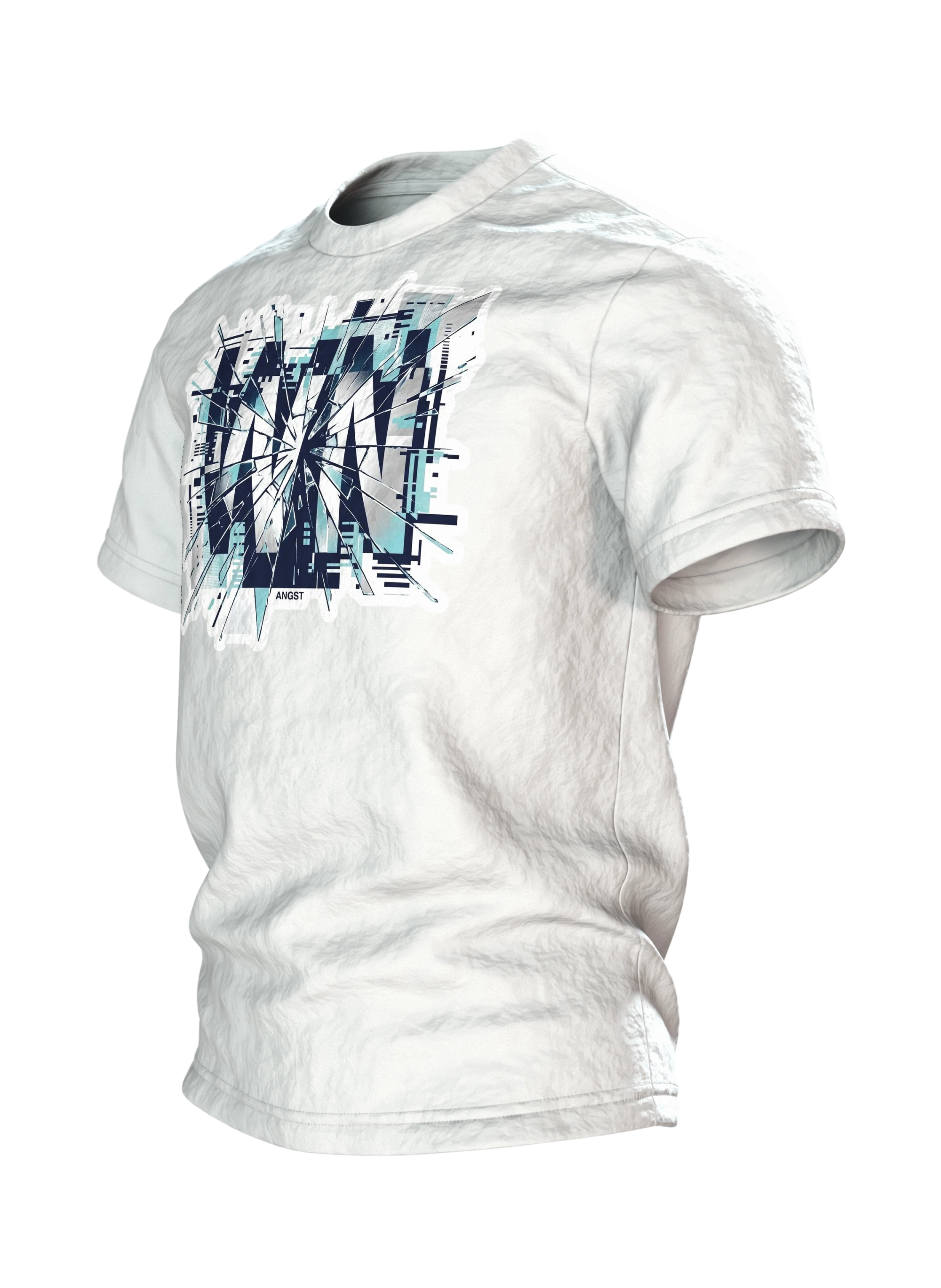 Zersplitterte Schrift T-Shirt, Seitenansicht rechts
