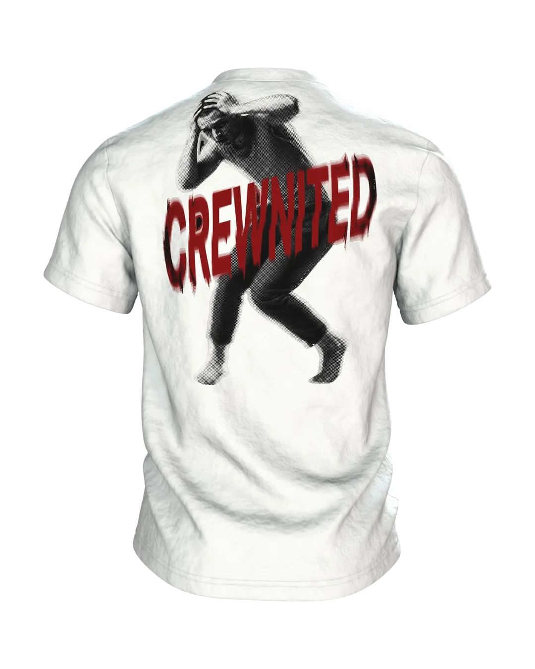 Crewnited Tanz T-Shirt, Halftone-Tänzer mit WN-Emblem und rotem Schriftzug, Rückseite