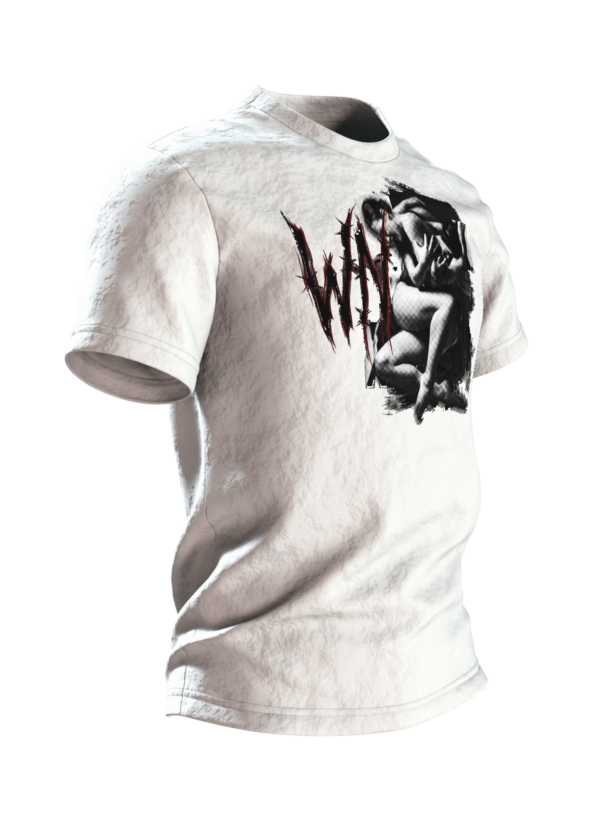 Crewnited Tanz T-Shirt, Halftone-Tänzer mit WN-Emblem und rotem Schriftzug, Seitenansicht links