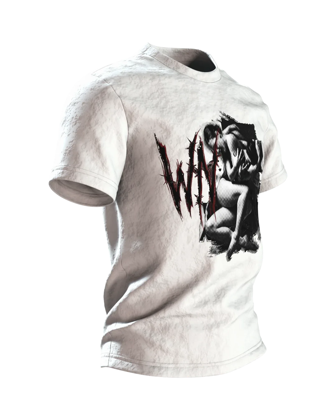 Crewnited Tanz T-Shirt, Halftone-Tänzer mit WN-Emblem und rotem Schriftzug, Seitenansicht links