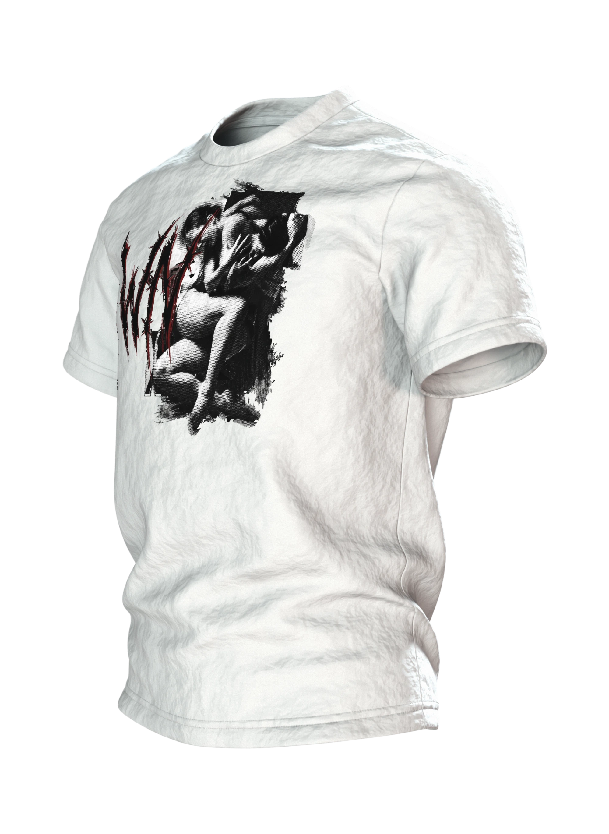 Crewnited Tanz T-Shirt, Halftone-Tänzer mit WN-Emblem und rotem Schriftzug, Seitenansicht rechts