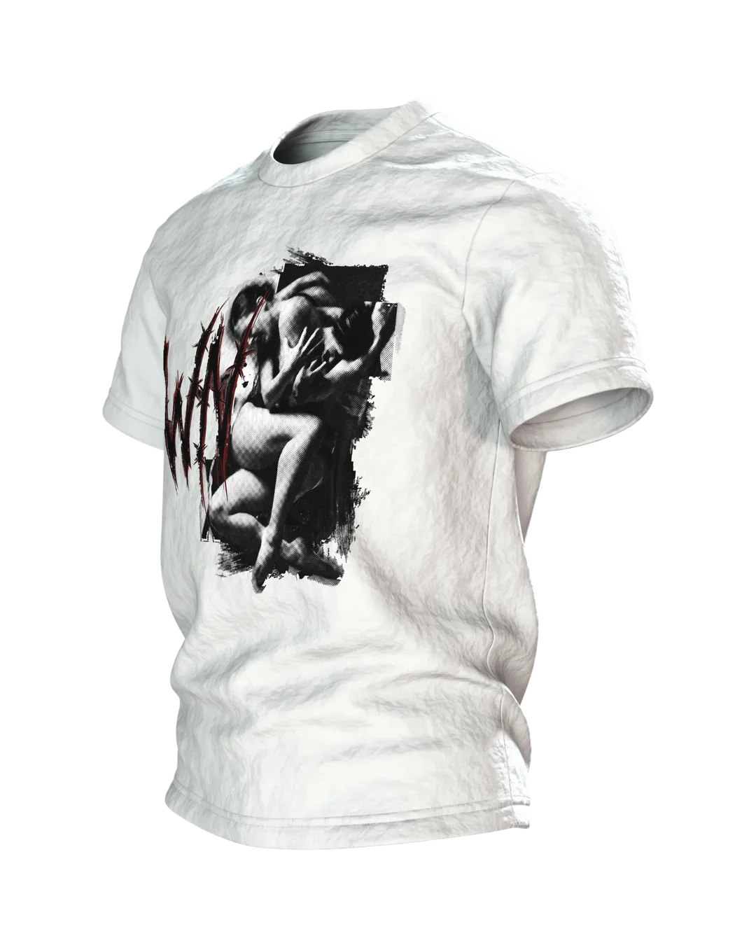 Crewnited Tanz T-Shirt, Halftone-Tänzer mit WN-Emblem und rotem Schriftzug, Seitenansicht rechts