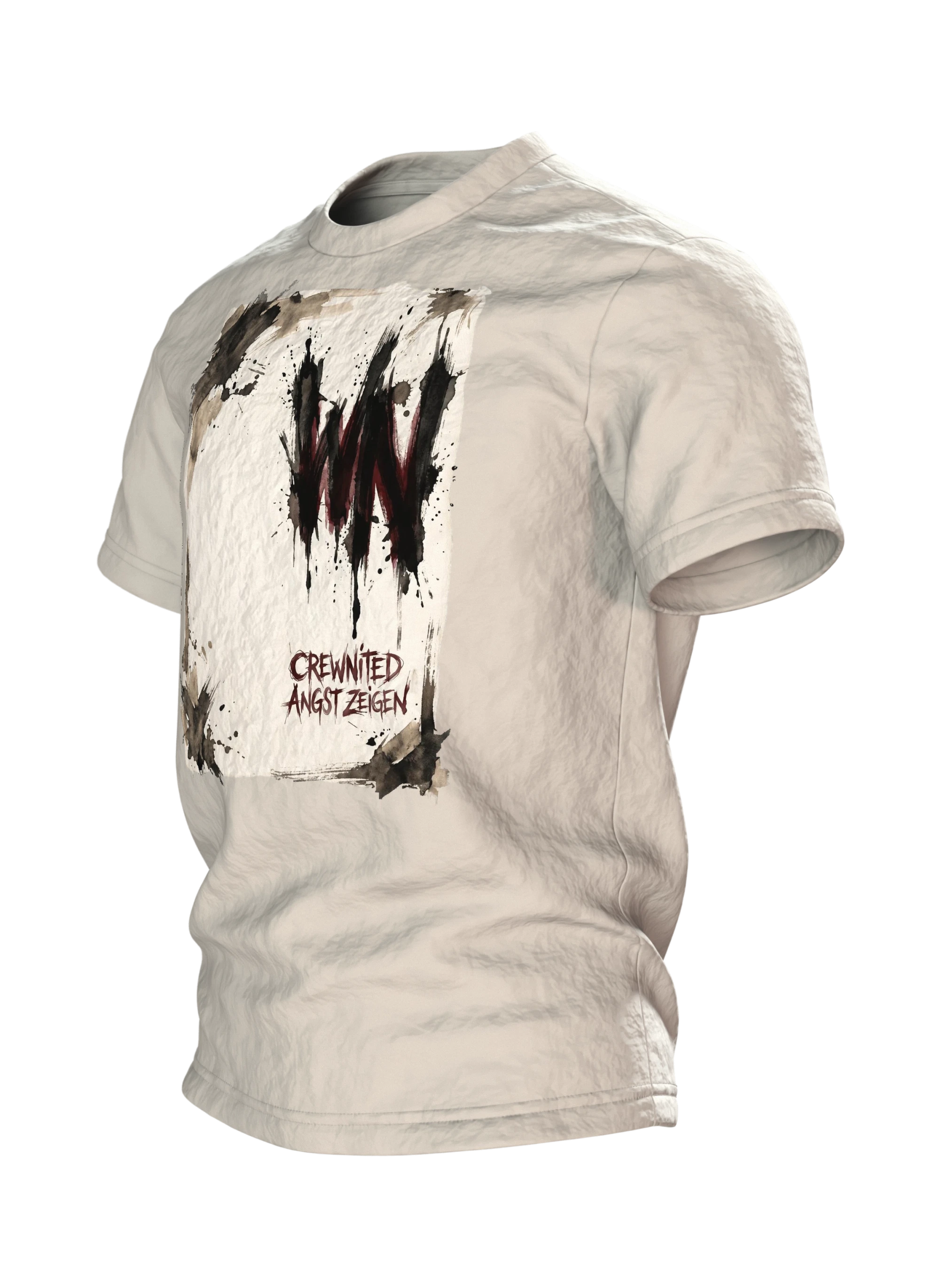 Abstrakte Schrift T-Shirt, Seitenansicht rechts