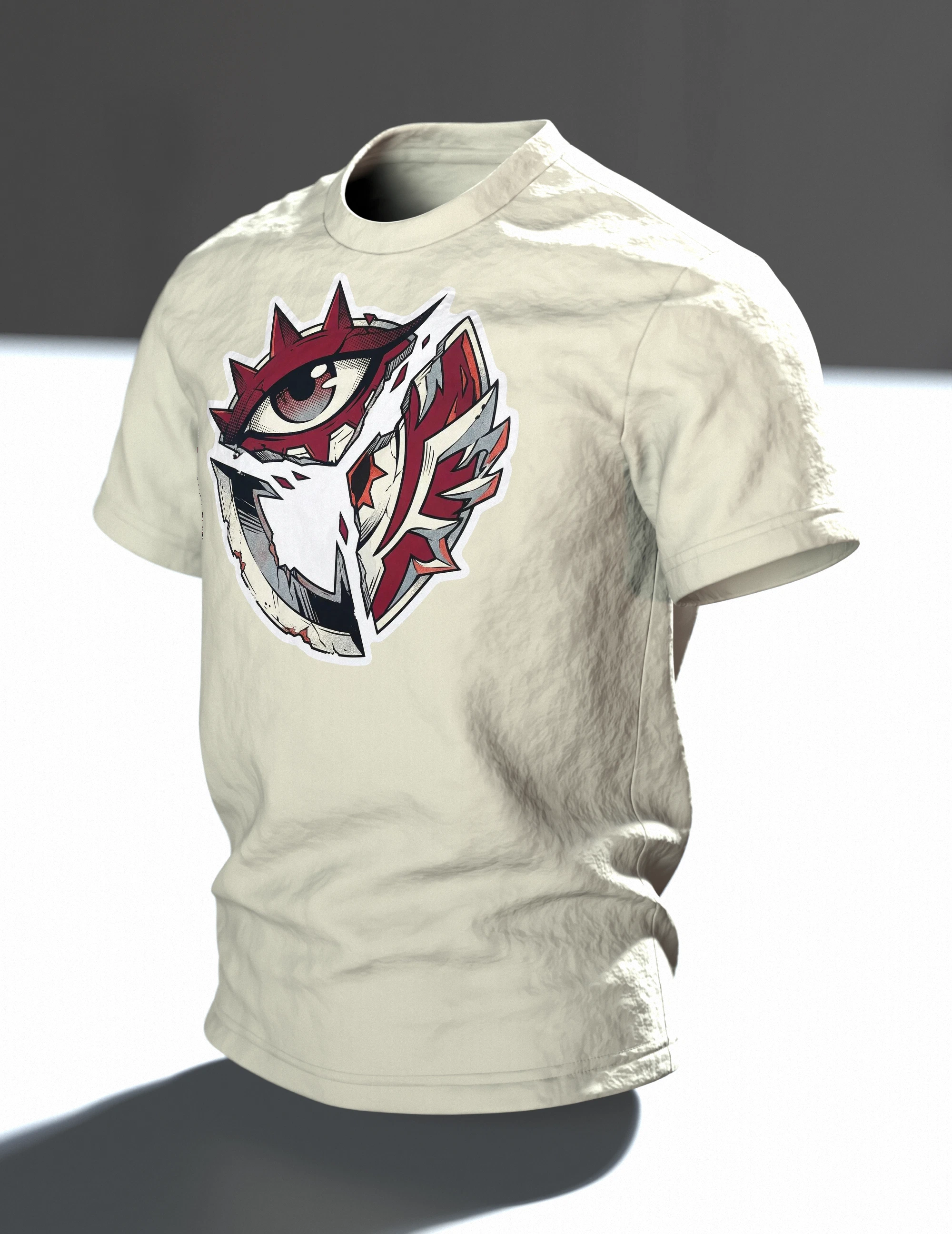 Stilisiertes Auge T-Shirt, Im Raum, schräg