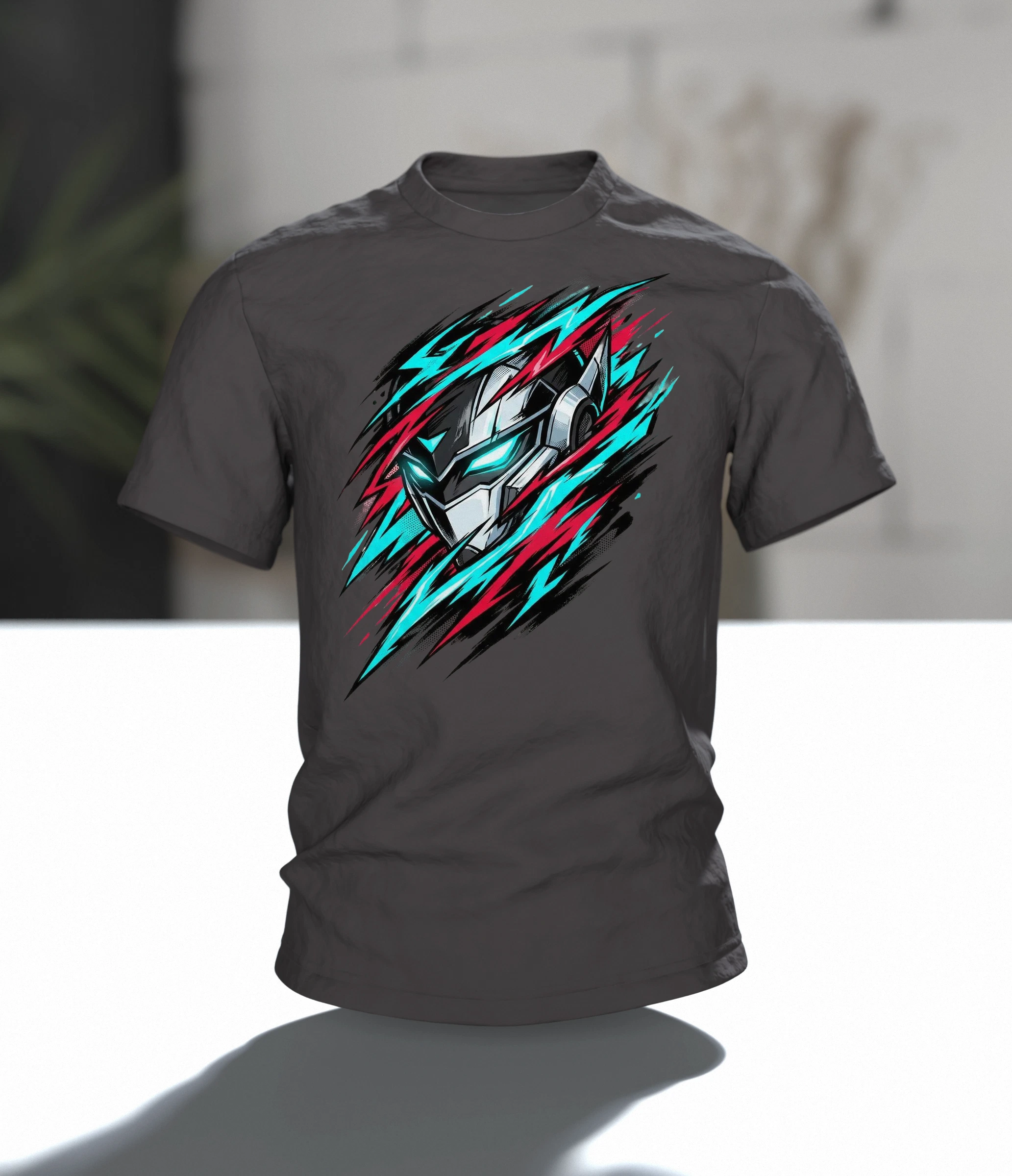 Roboter Kopf T-Shirt, Im Raum
