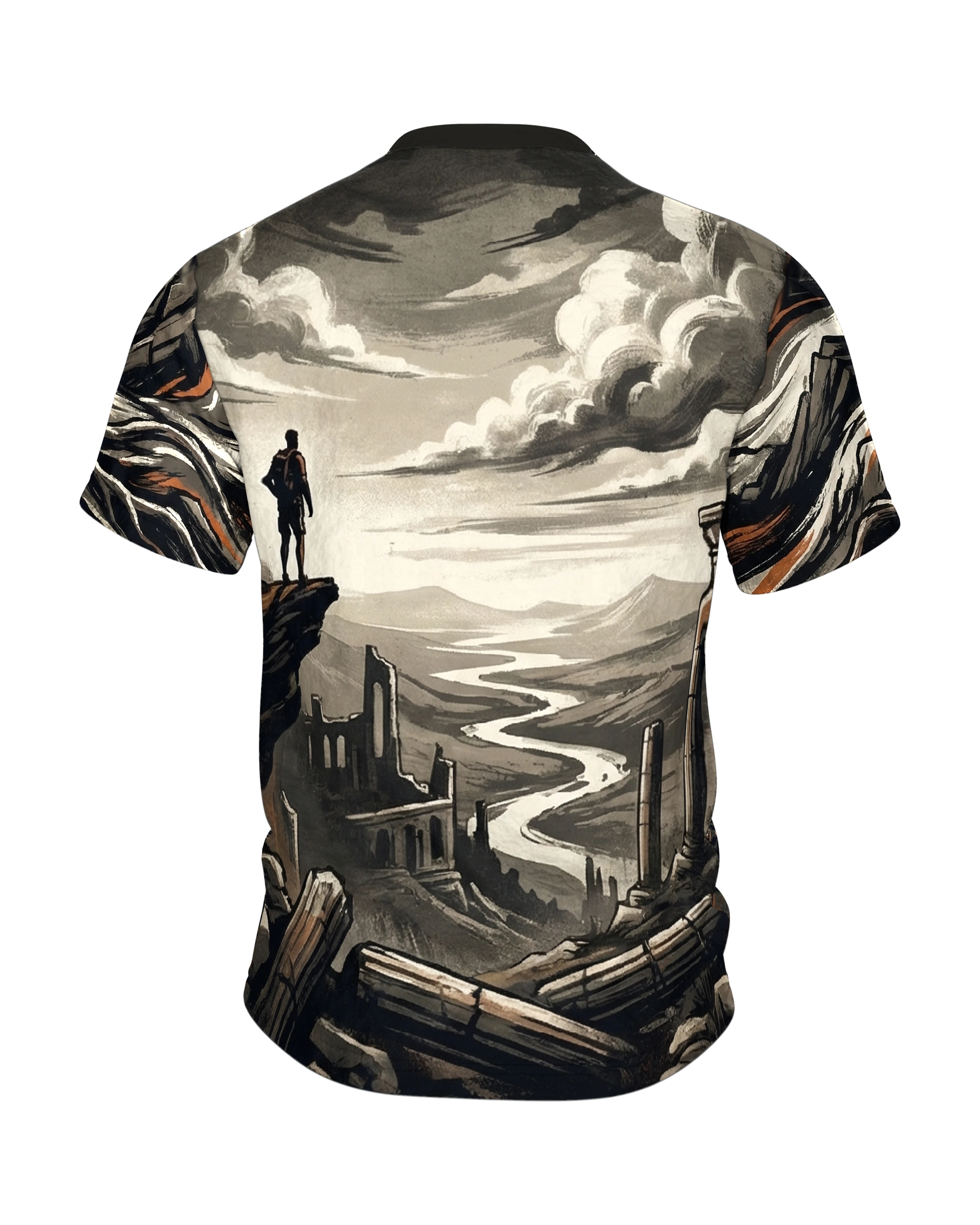 Trailrunning Abenteuer T-Shirt: Epische Landschaft, Rückseite