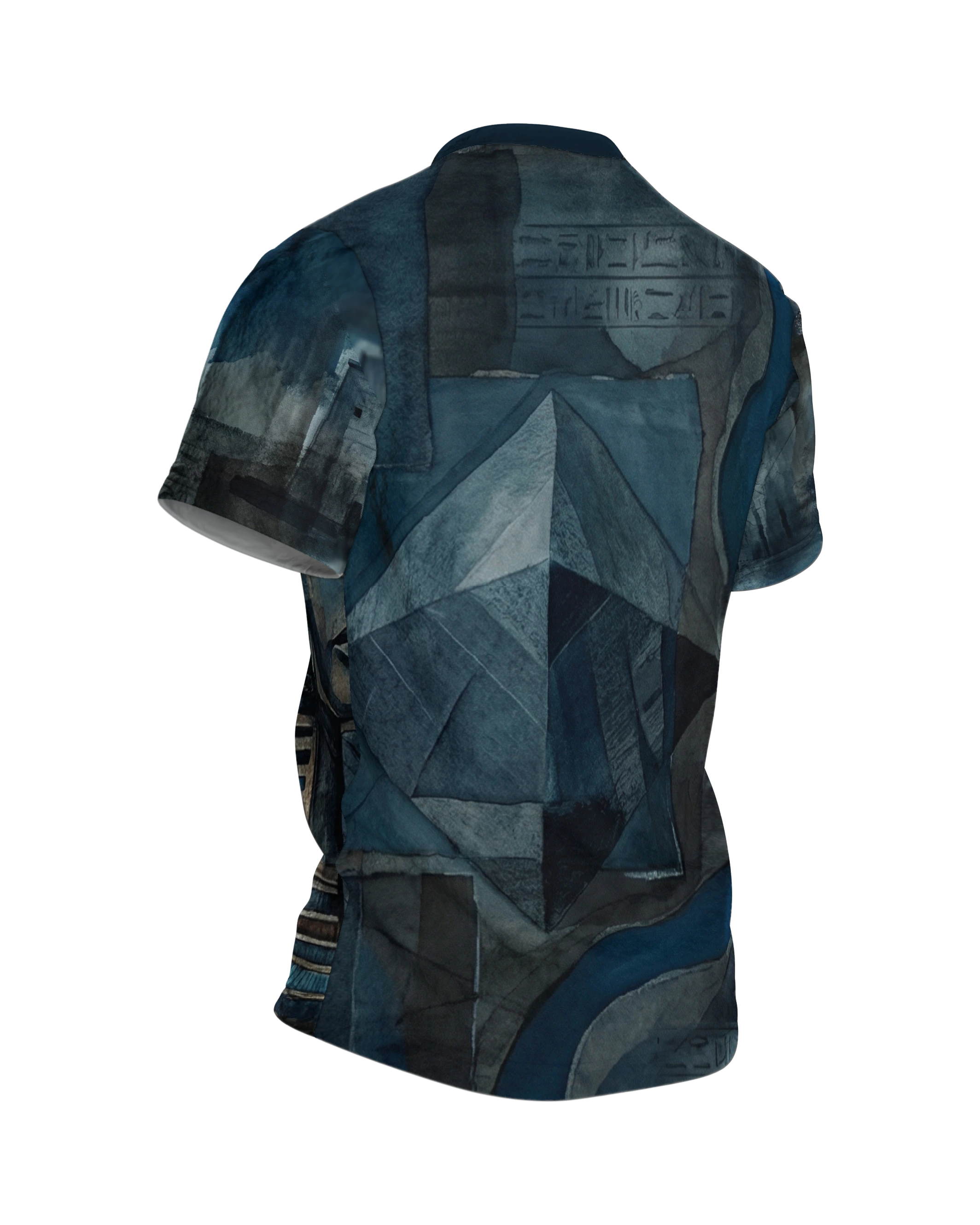 Pharao & Pyramide T-Shirt: Mystisches Blau, Rückseite schräg rechts