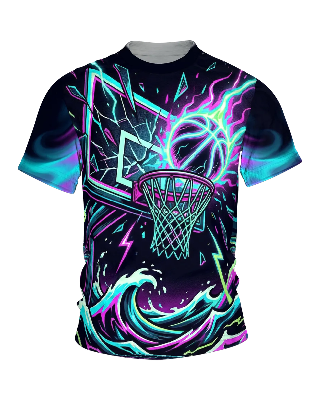 Neon Slam Dunk T-Shirt: Cyberpunk Waves