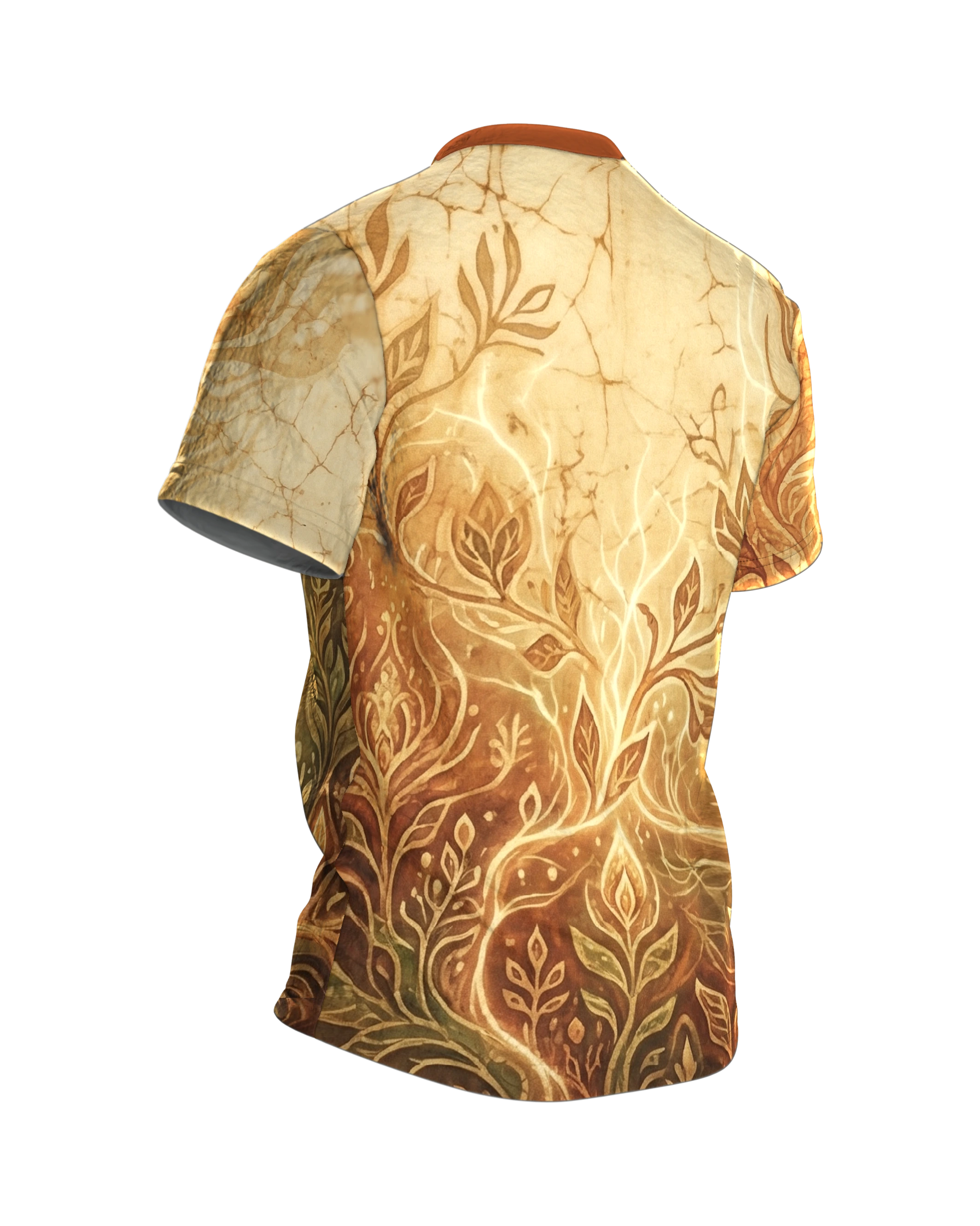 Leuchtender Lebensbaum T-Shirt: Mystische Botanik, Rückseite schräg rechts