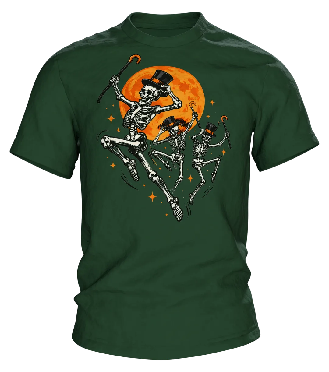 Tanzende Skelette im Mondschein T-Shirt: Lockerer Comic-Stil