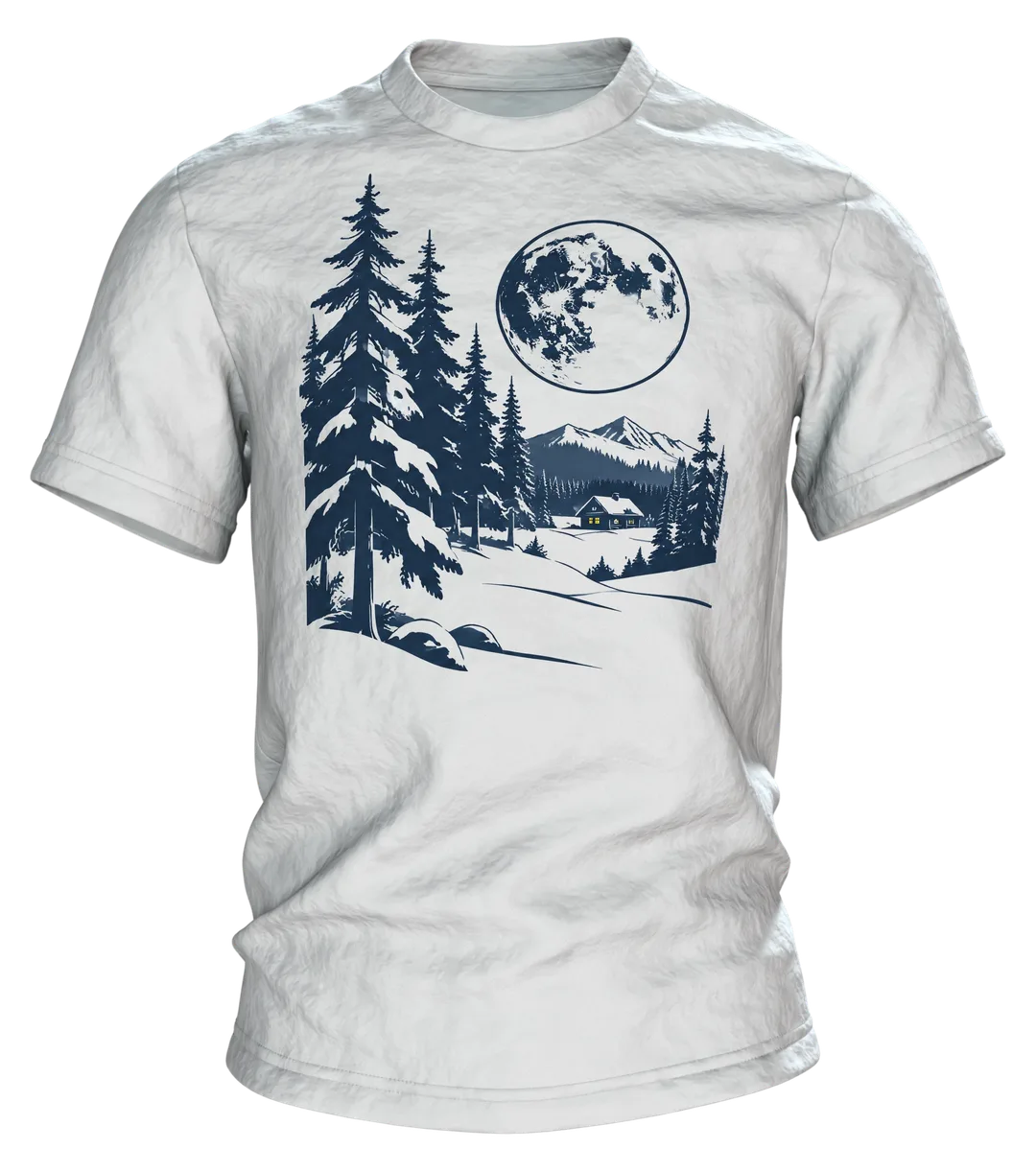 Winterwald Vollmond T-Shirt: Magisches Nachtmotiv