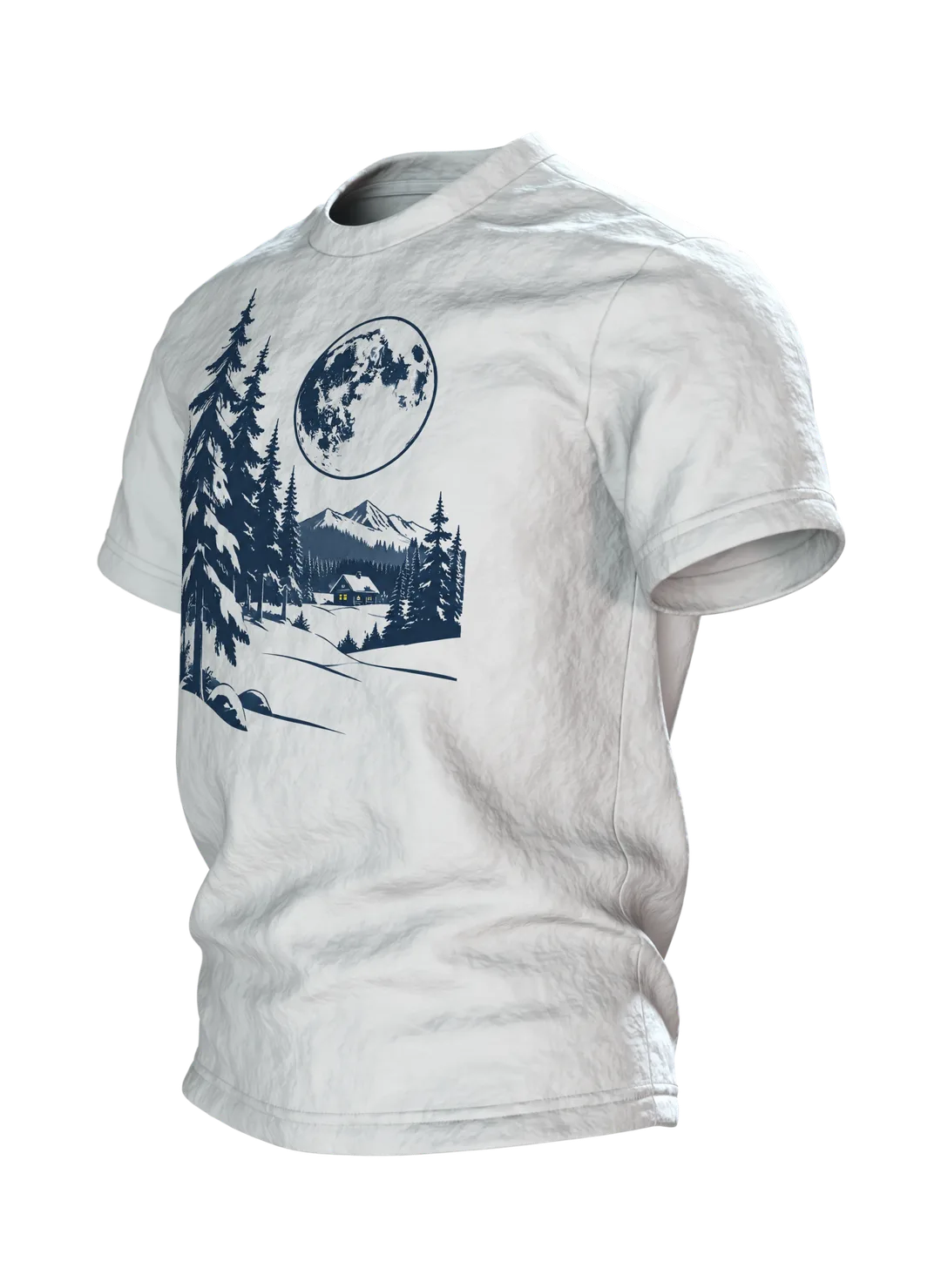 Winterwald Vollmond T-Shirt: Magisches Nachtmotiv, Seitenansicht rechts