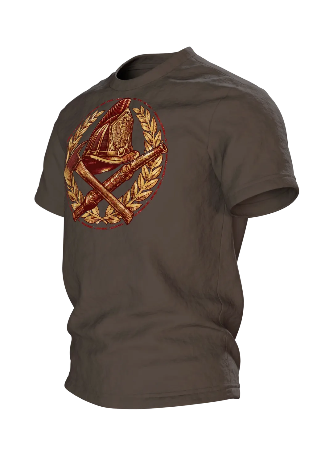 Vintage Feuerwehr Emblem T-Shirt: Klassisches Heldenmotiv, Seitenansicht rechts