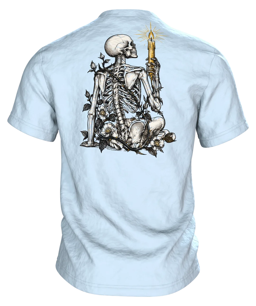 Skelett Hand Kerze T-Shirt: Tattoo Flash Design, Back