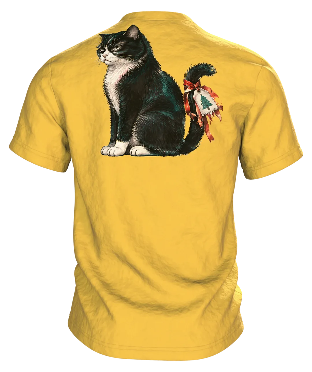Mürrische Katze Weihnachten T-Shirt: Humorvolles Design, Rückseite