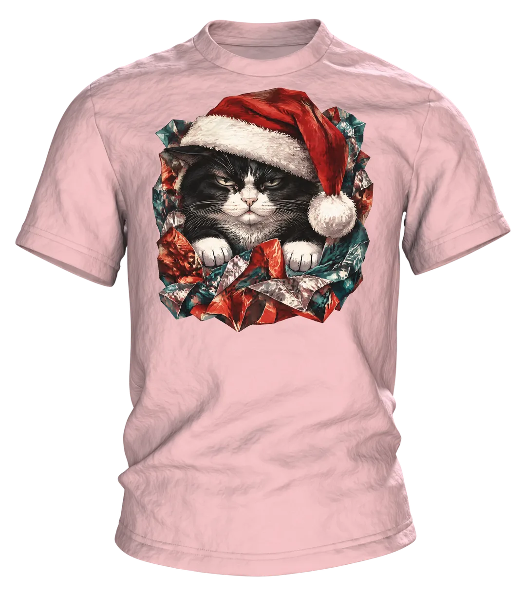 Mürrische Katze Weihnachten T-Shirt: Humorvolles Design