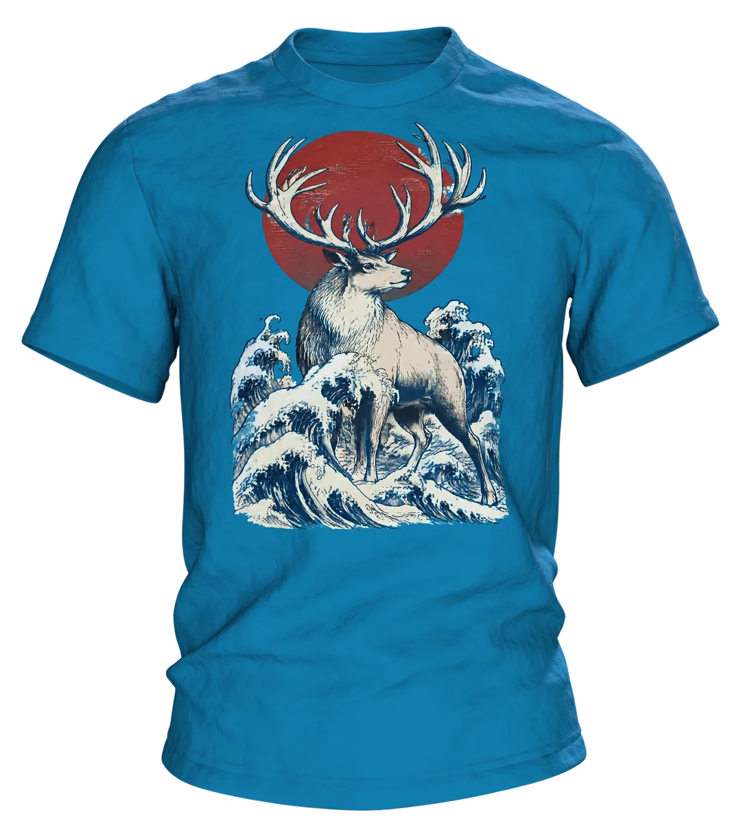 Rentier Holzschnitt T-Shirt: Japanisches Design mit Wintermond