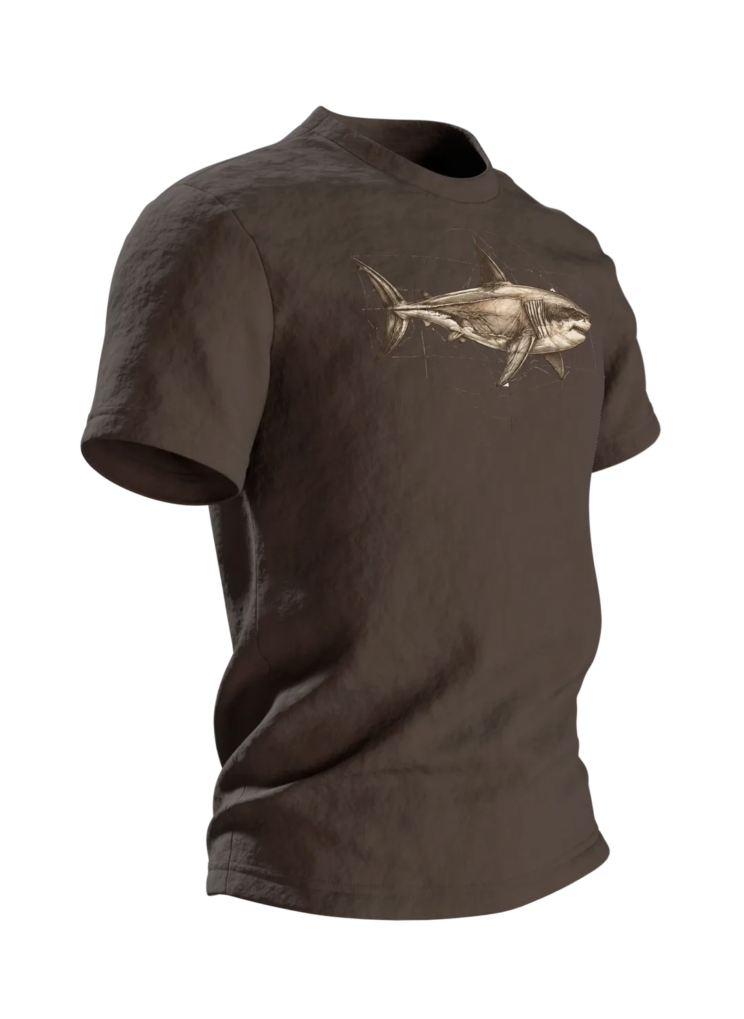 Weißer Hai Naturkunde T-Shirt: Vintage Wissenschafts-Design, Seitenansicht links