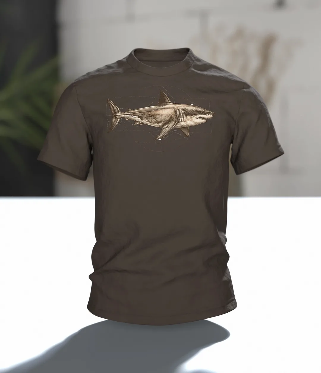 Weißer Hai Naturkunde T-Shirt: Vintage Wissenschafts-Design, Im Raum