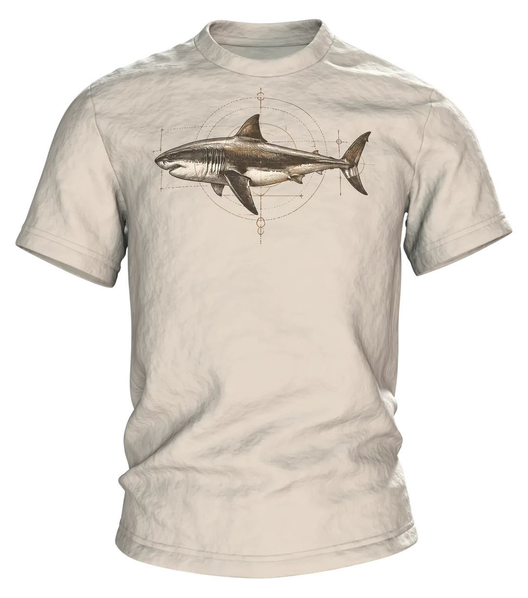 Weißer Hai T-Shirt: wissenschaftliche Hai-Studie im Vintage-Naturkunde-Stil