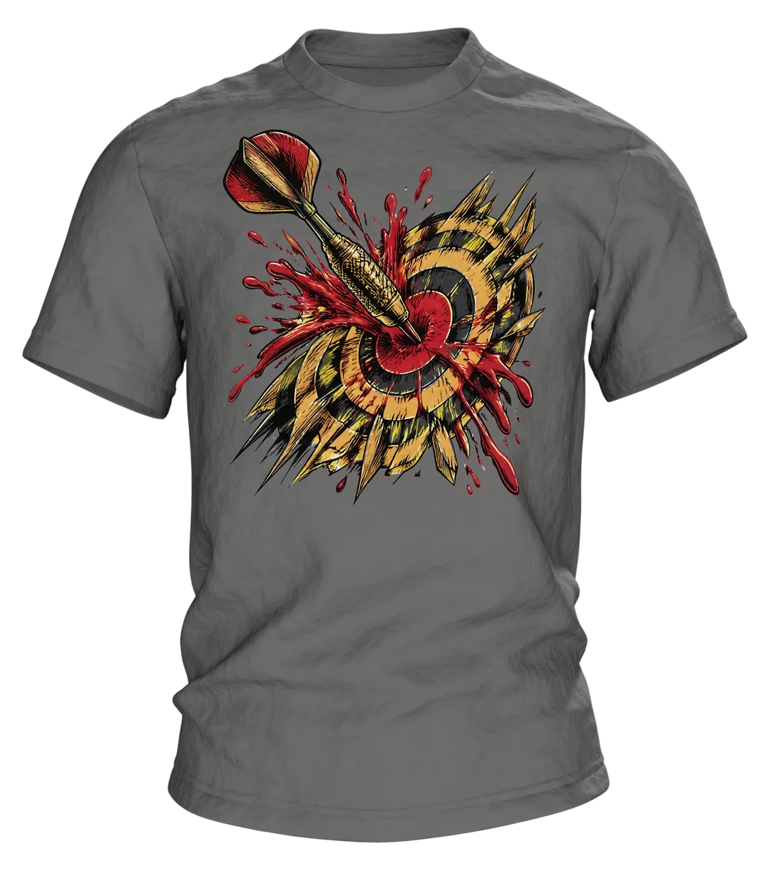Dartpfeil Bullseye Farbsplash T-Shirt: Retro Sport Design
