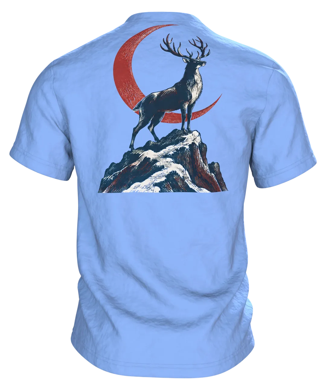 Majestätisches Rentier Holzschnitt T-Shirt: Japanischer Stil, Rückseite