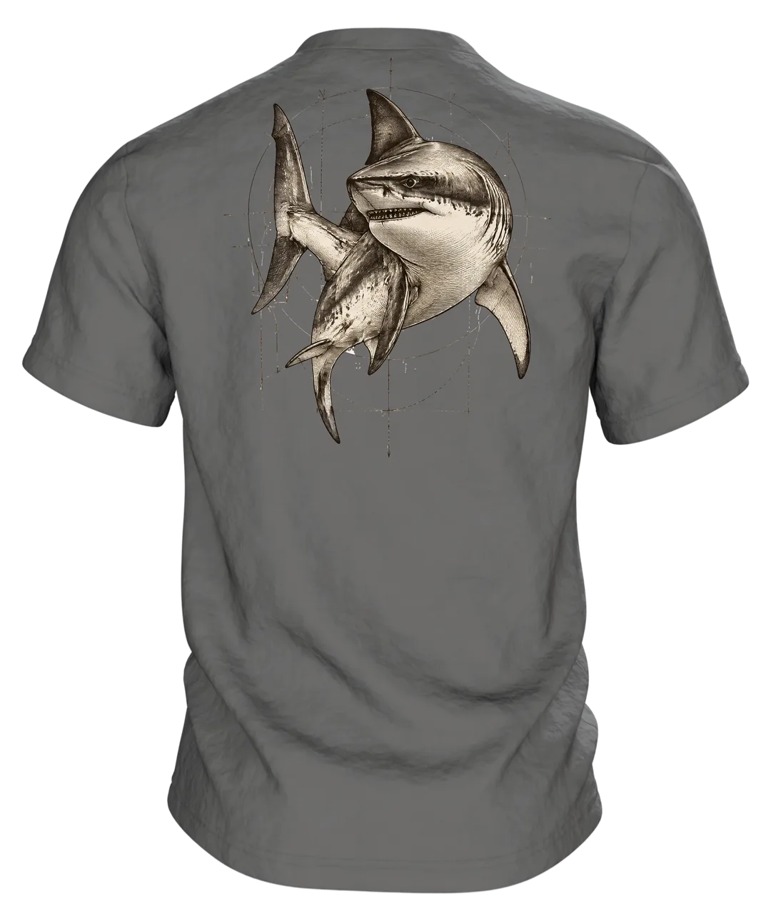 Weißer Hai Naturkunde Tafel T-Shirt: Vintage Wissenschaftsdesign, Rückseite