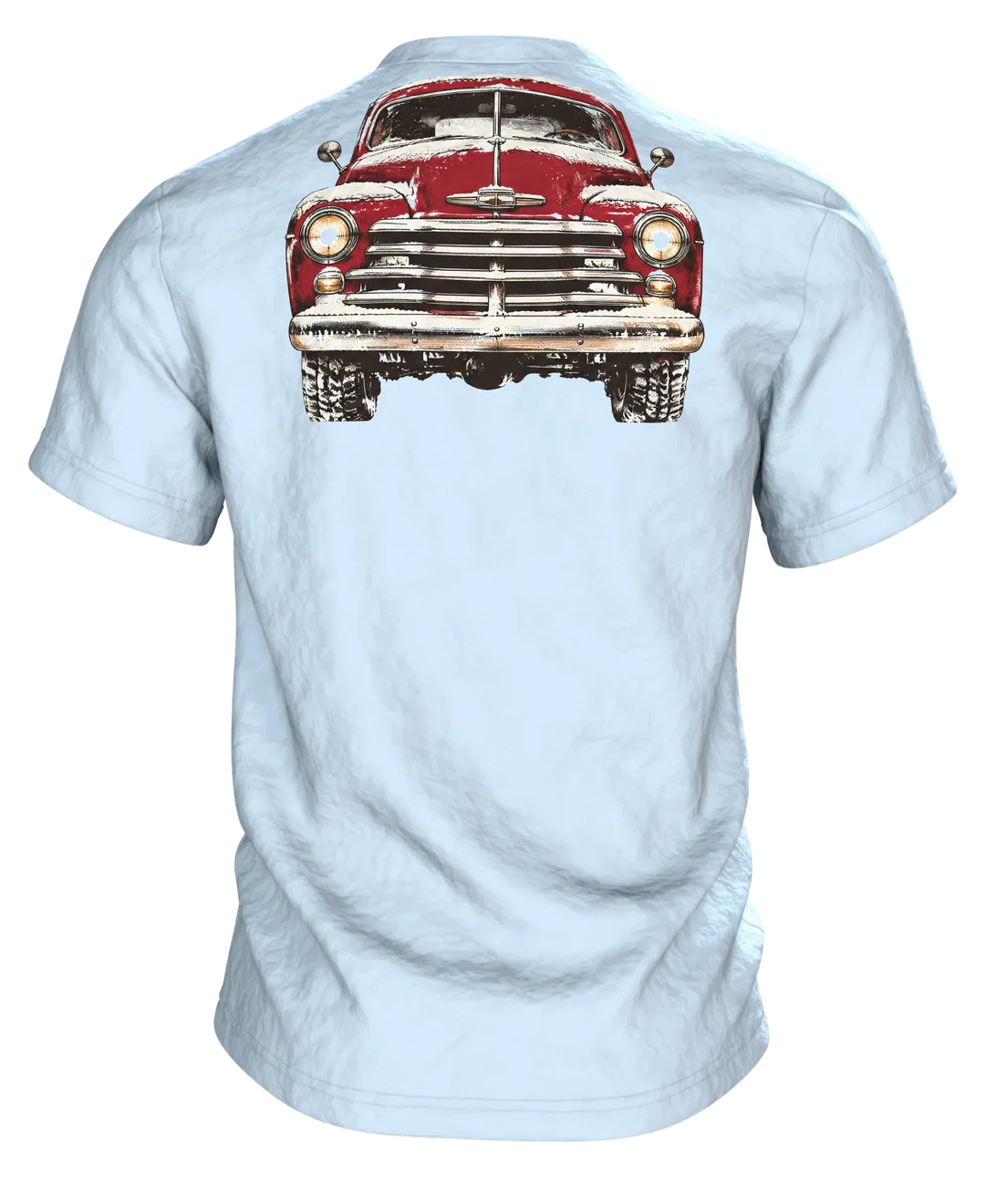 Vintage Pickup Tannenbaum T-Shirt: Weihnachtliches Retro Design, Rückseite