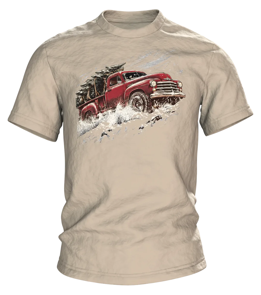 Vintage Pickup Tannenbaum T-Shirt: Weihnachtliches Retro Design