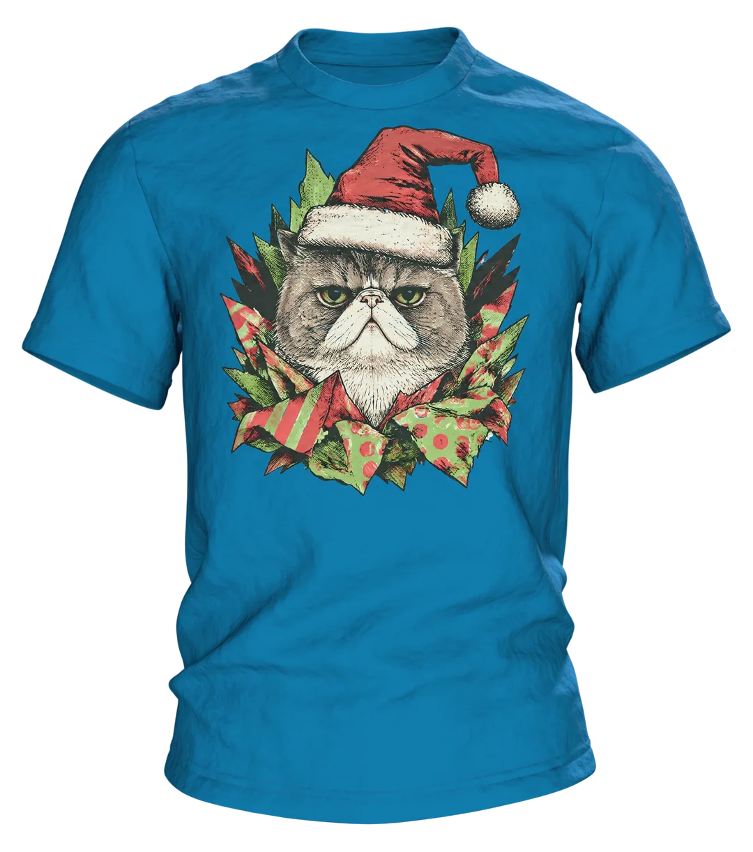 Mürrische Katze Weihnachtsmütze T-Shirt: Humorvolles Design