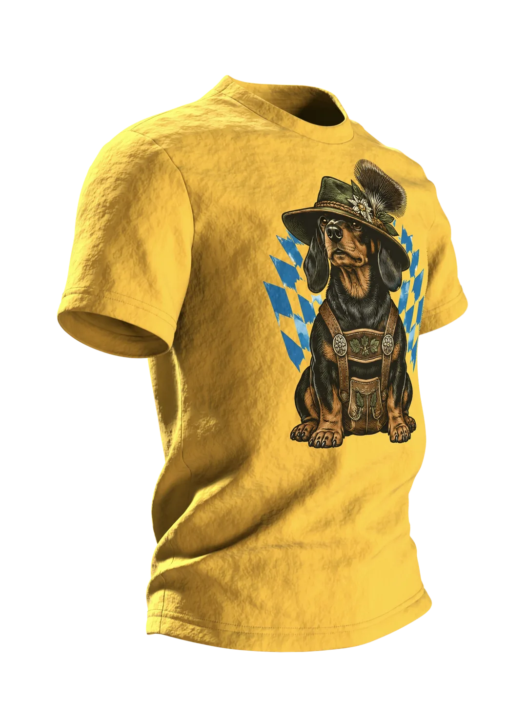 Bayerischer Dackel T-Shirt: Originelles Alpen-Design, Seitenansicht links