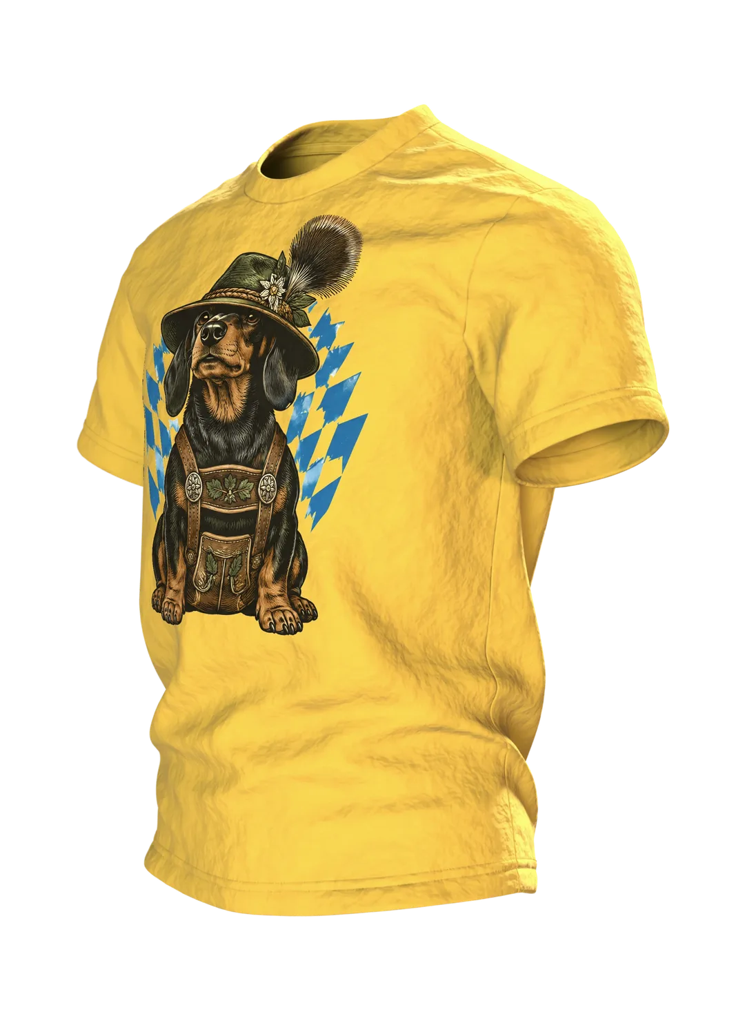 Bayerischer Dackel T-Shirt: Originelles Alpen-Design, Seitenansicht rechts