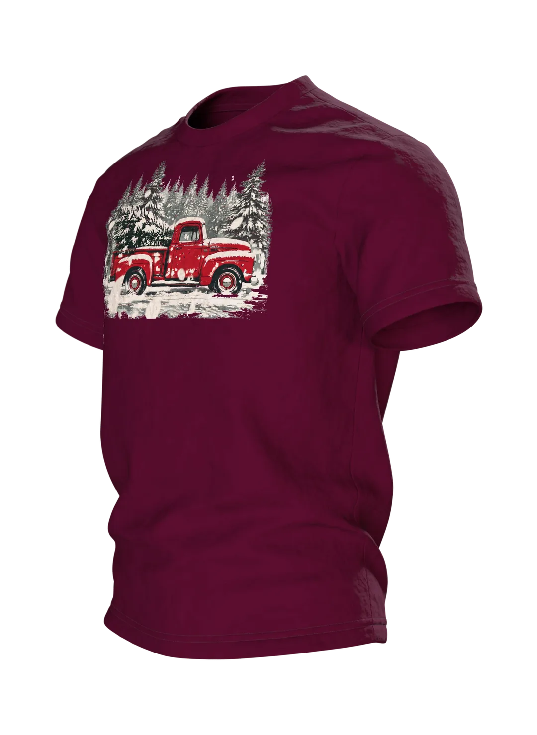 Vintage Pickup mit Tannenbaum T-Shirt: Retro Winter Design, Side view, right