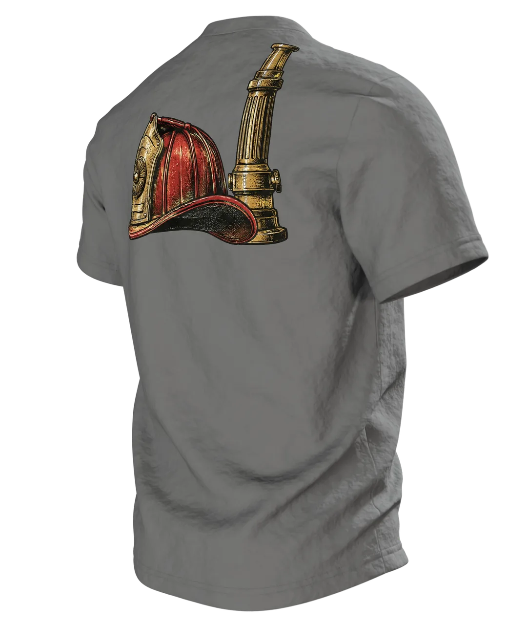 Feuerwehr Emblem T-Shirt: Klassisches Vintage-Design, Rückseite schräg links