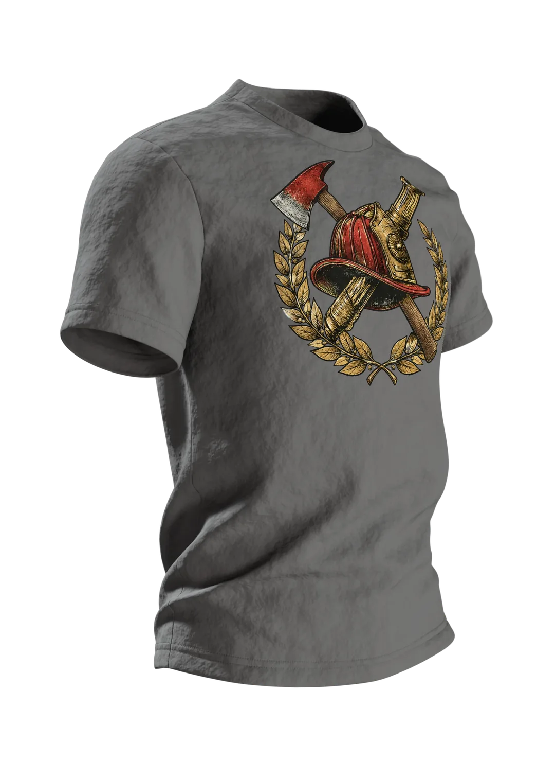 Feuerwehr Emblem T-Shirt: Klassisches Vintage-Design, Seitenansicht links