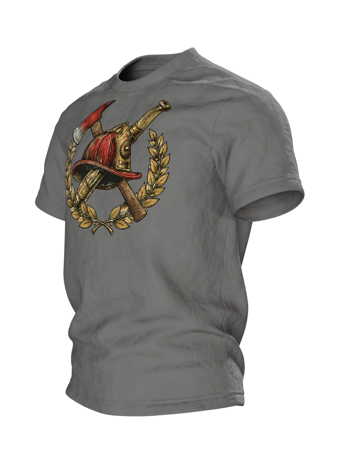 Feuerwehr Emblem T-Shirt: Klassisches Vintage-Design, Seitenansicht rechts