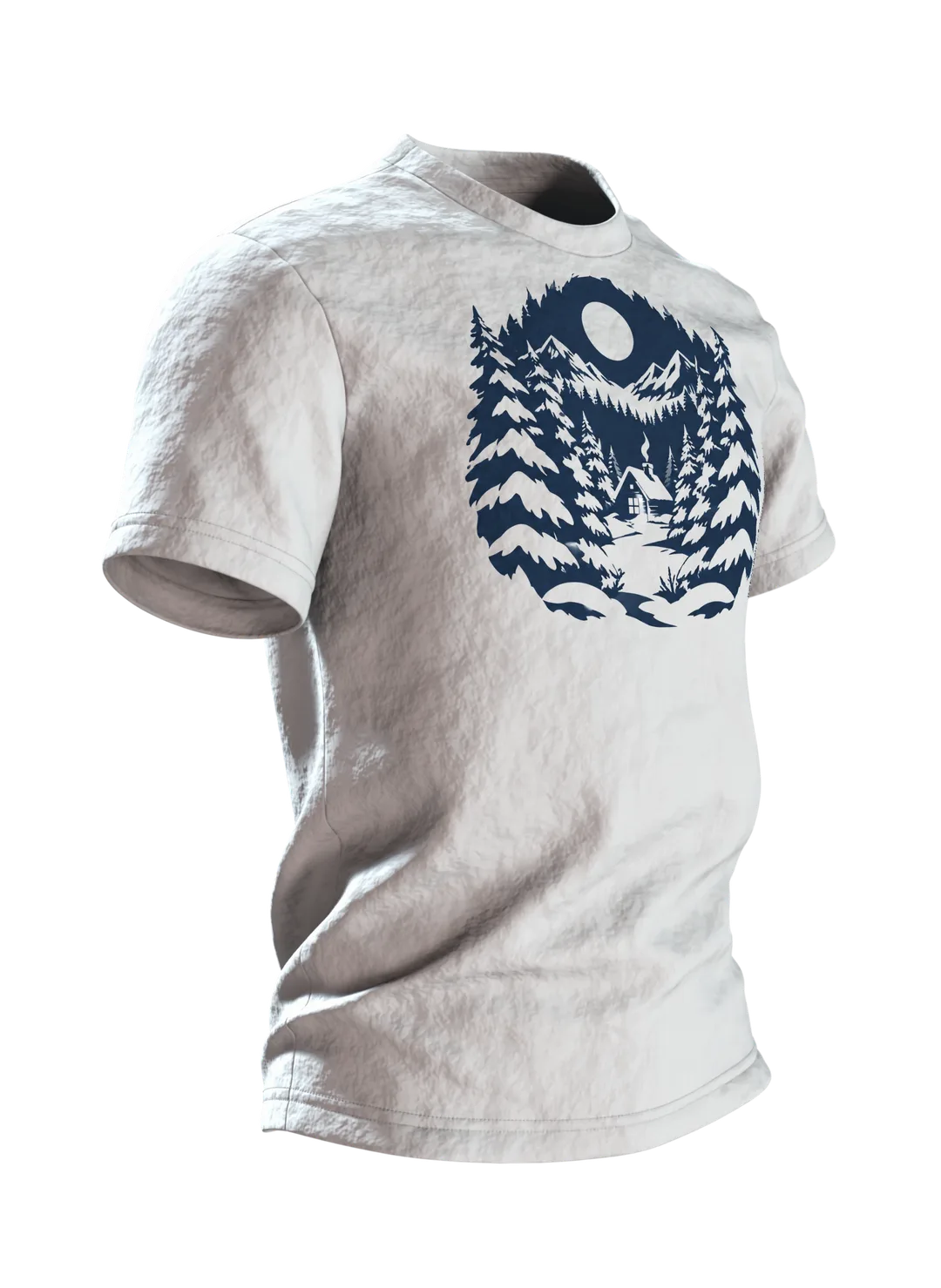 Verschneiter Winterwald T-Shirt: Magisches Winternacht Design, Seitenansicht links