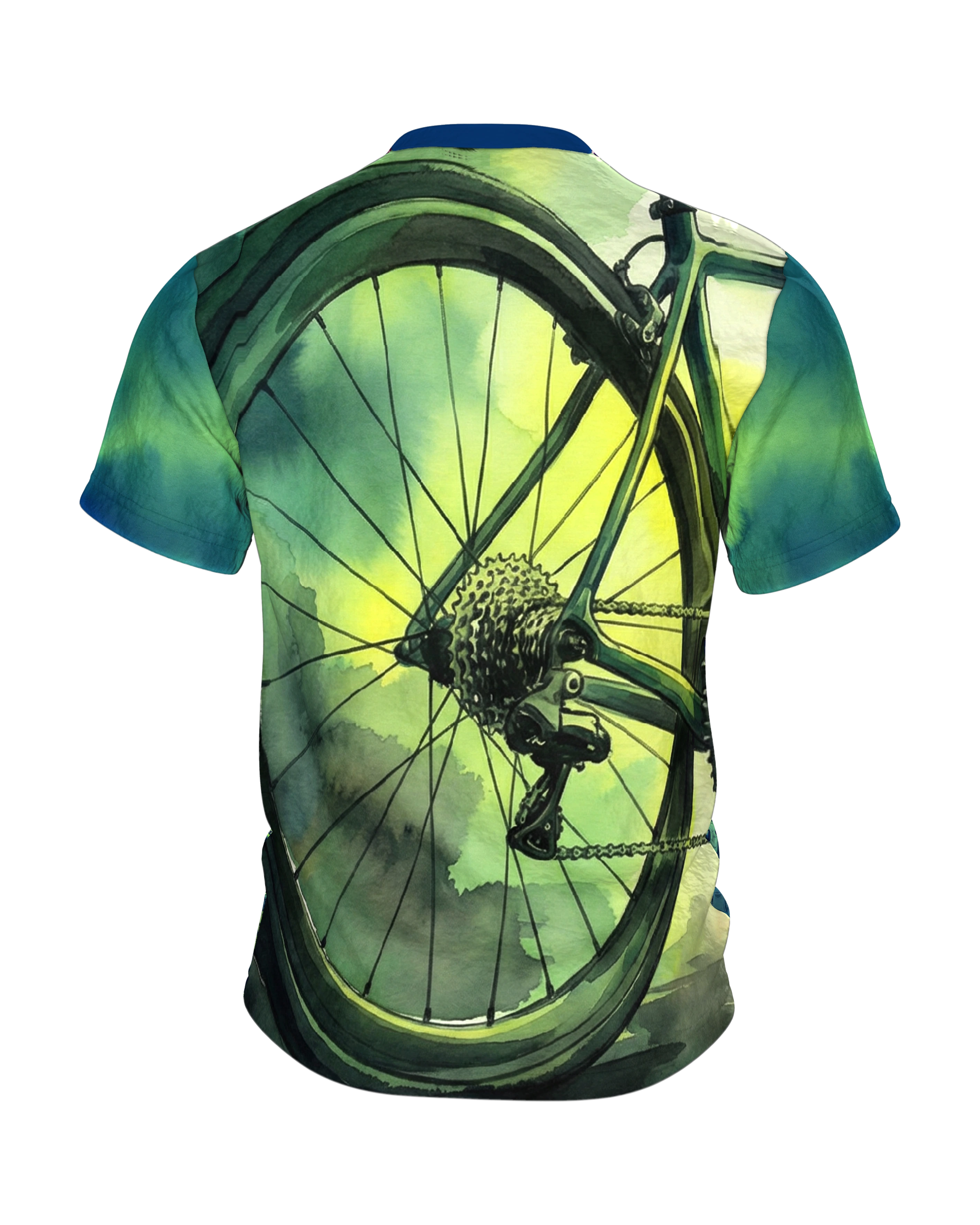 Rennrad Aquarell T-Shirt: Expressives Design, Rückseite