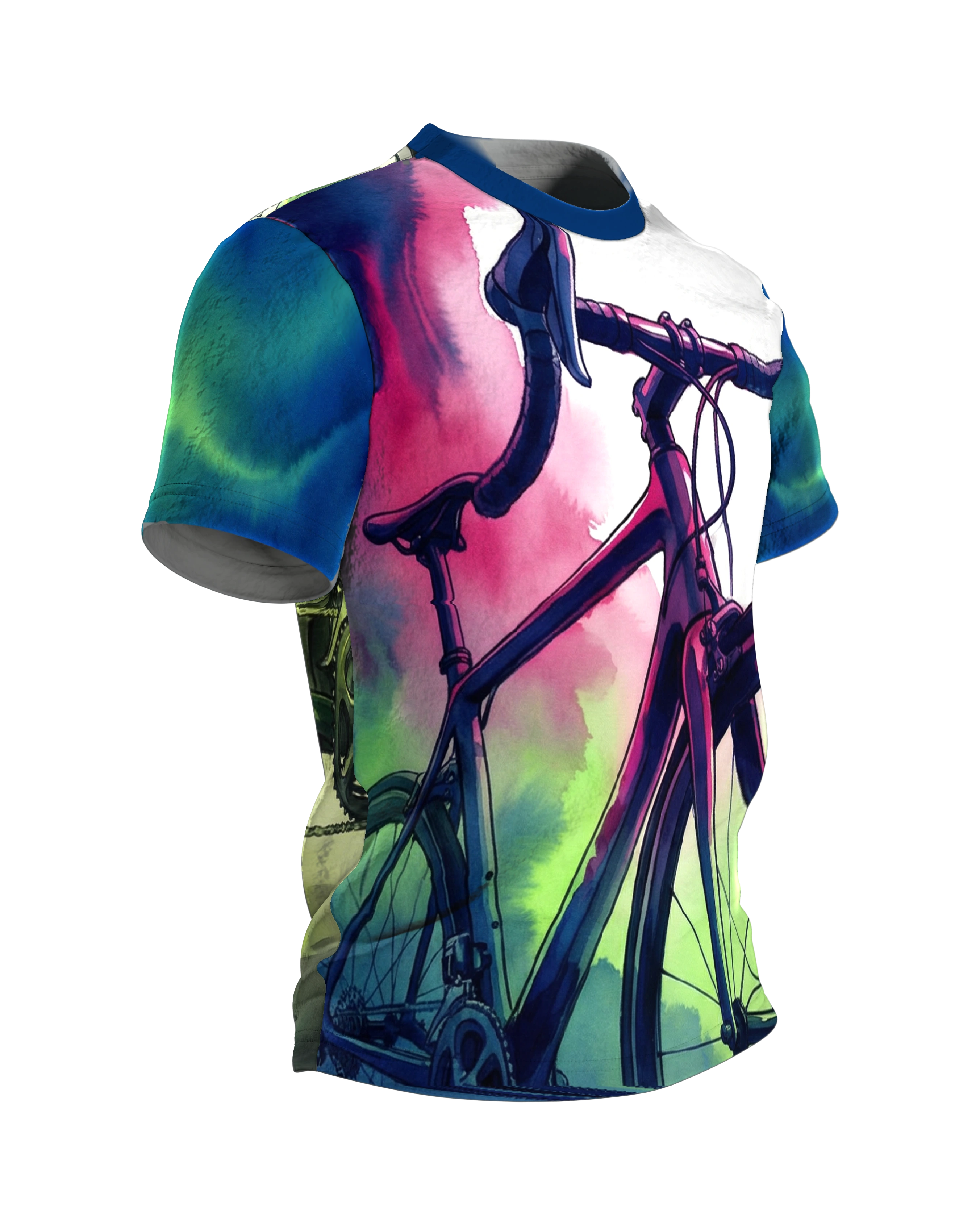 Rennrad Aquarell T-Shirt: Expressives Design, Seitenansicht links