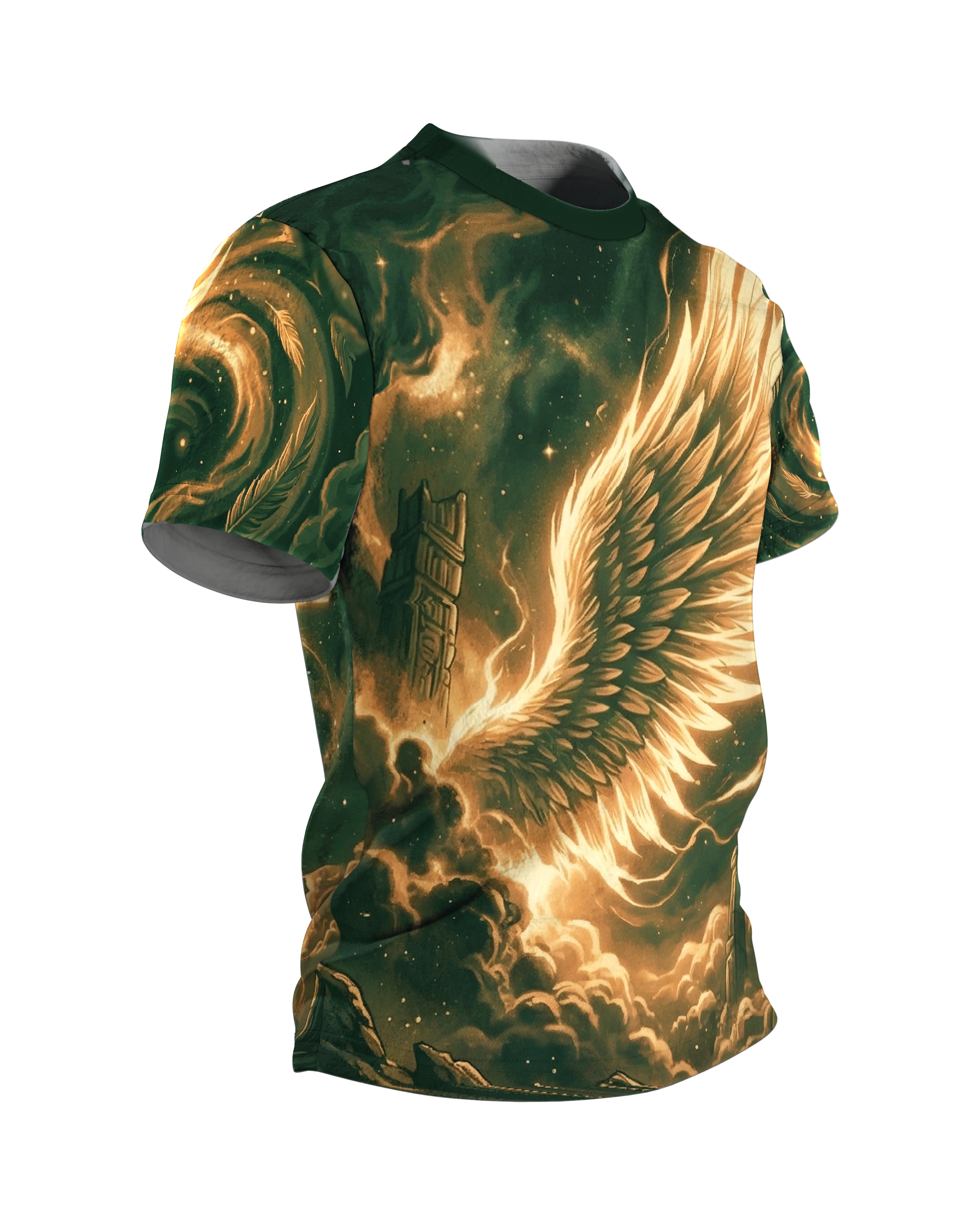 Leuchtende Engelsflügel T-Shirt: Mystisches Portal, Seitenansicht links