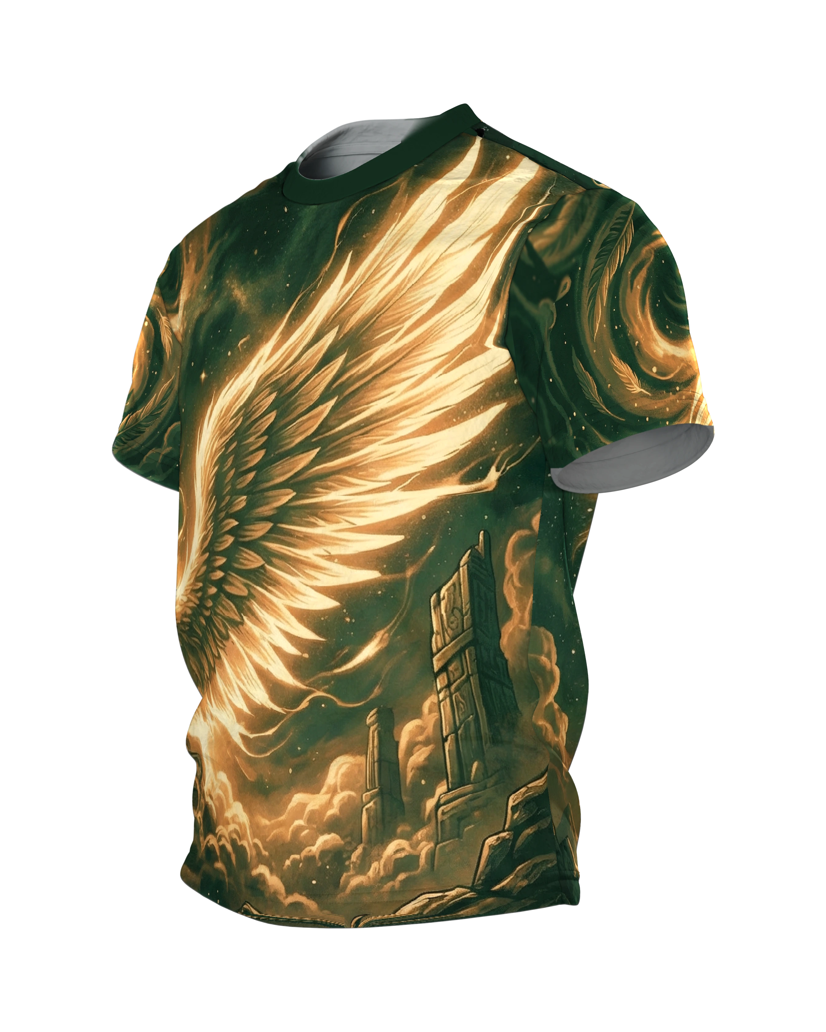Leuchtende Engelsflügel T-Shirt: Mystisches Portal, Seitenansicht rechts