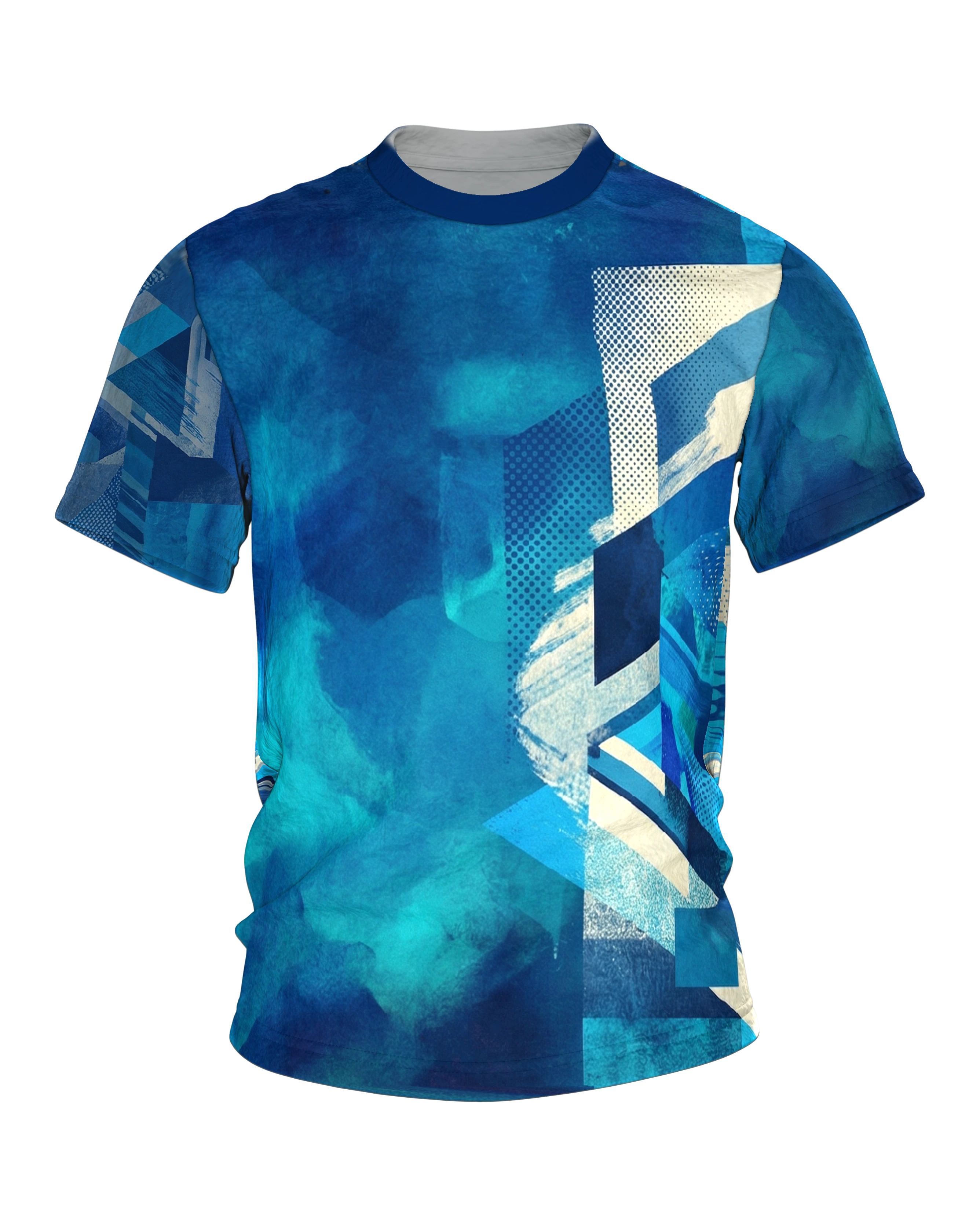 Aqua Pop-Art T-Shirt: Wasserblau trifft Rasterkanten