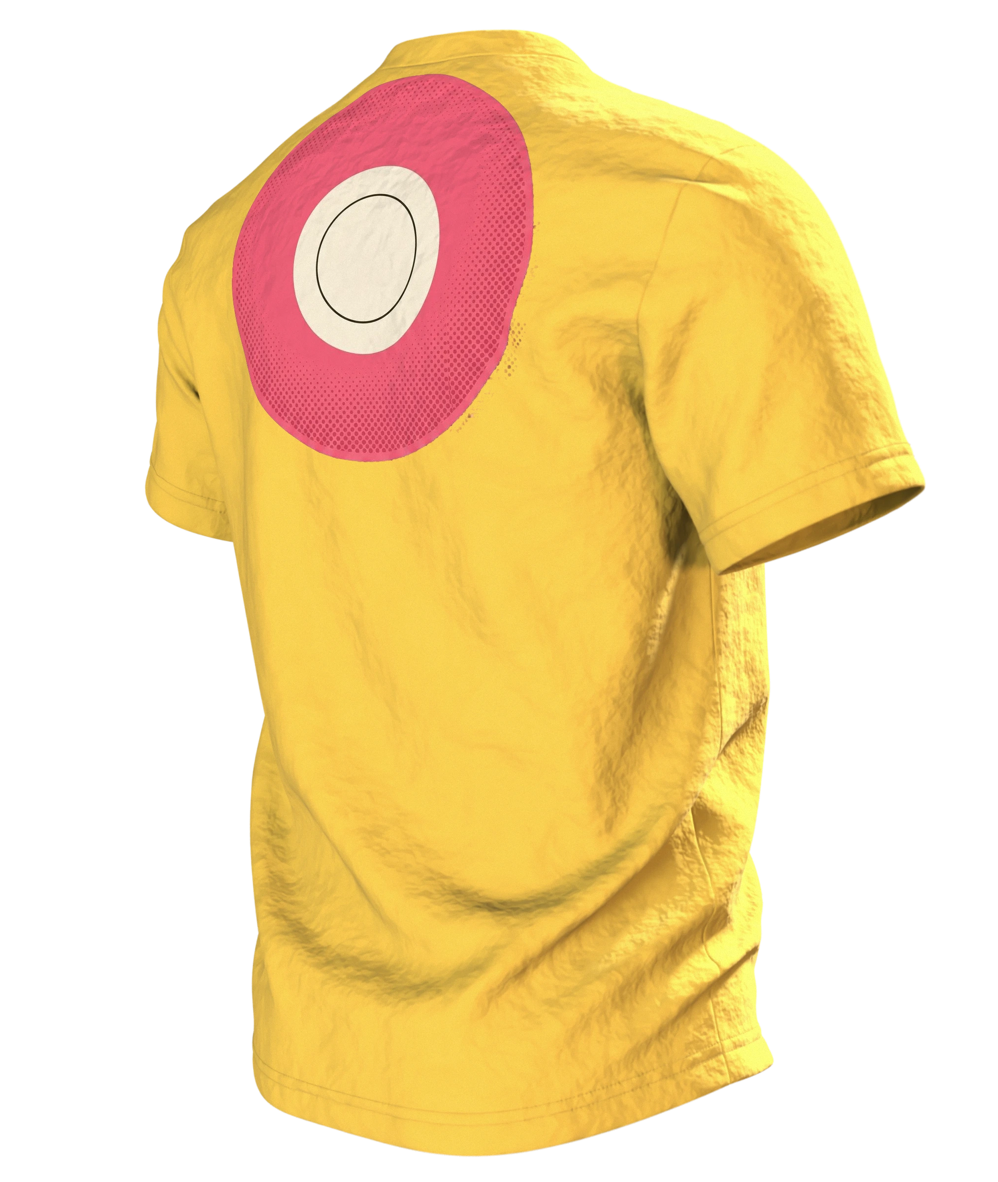träumerischer Märchenbaum an dem statt Früchten viele T-Shirt, Rückseite schräg links