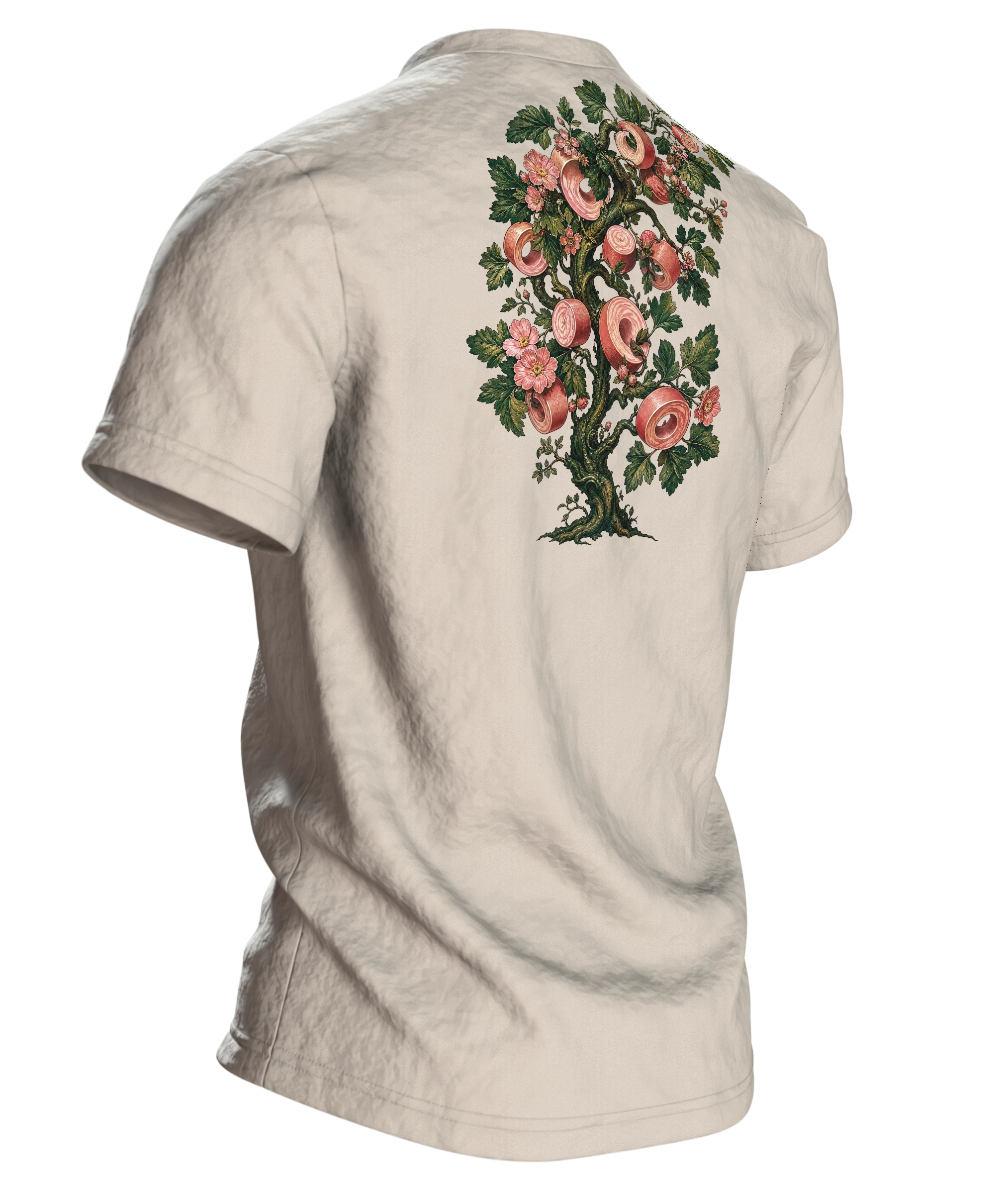romantischer grosser Märchenbaum T-Shirt, Premium Unikat, Rückseite schräg rechts