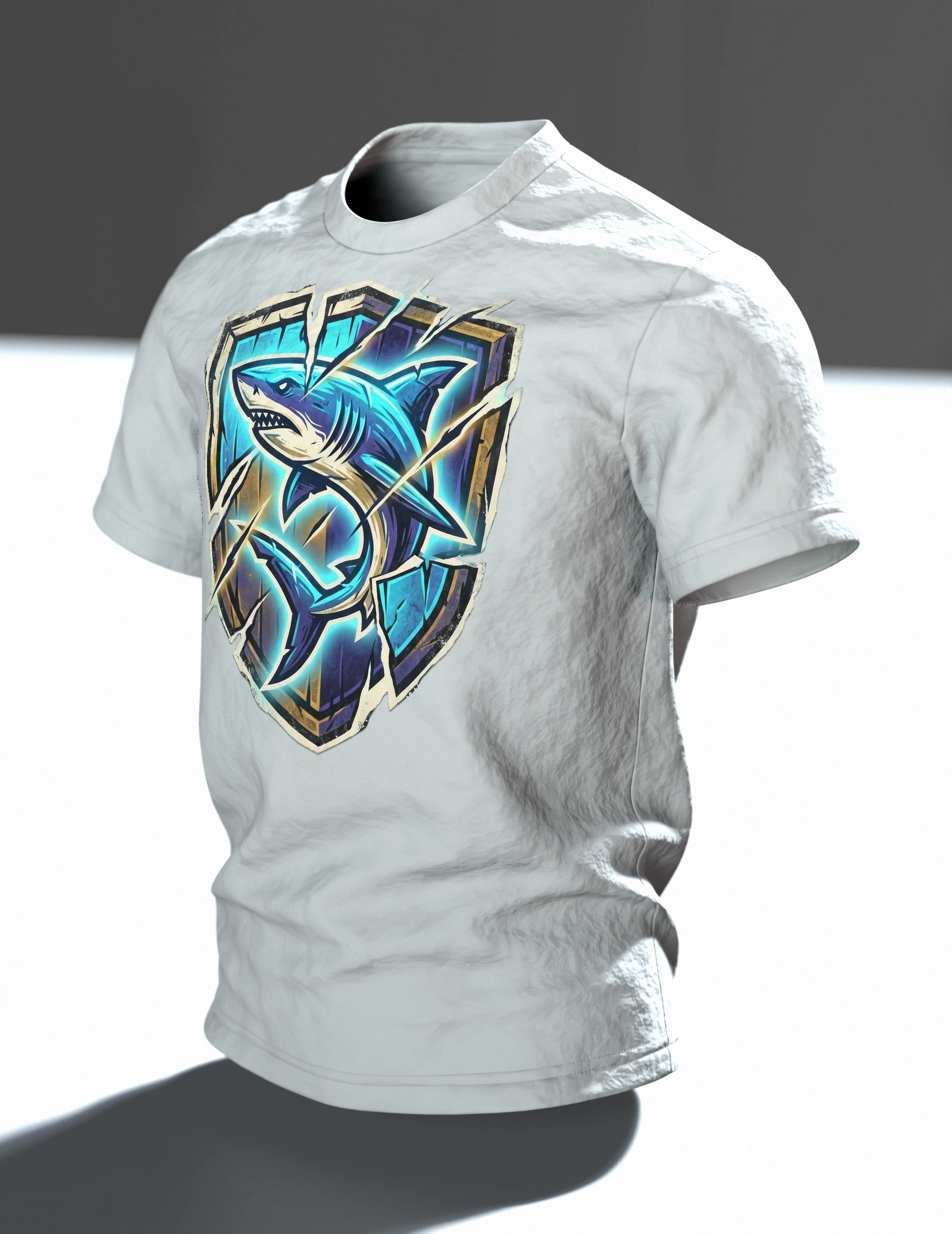 hai: Premium T-Shirt, Im Raum, schräg