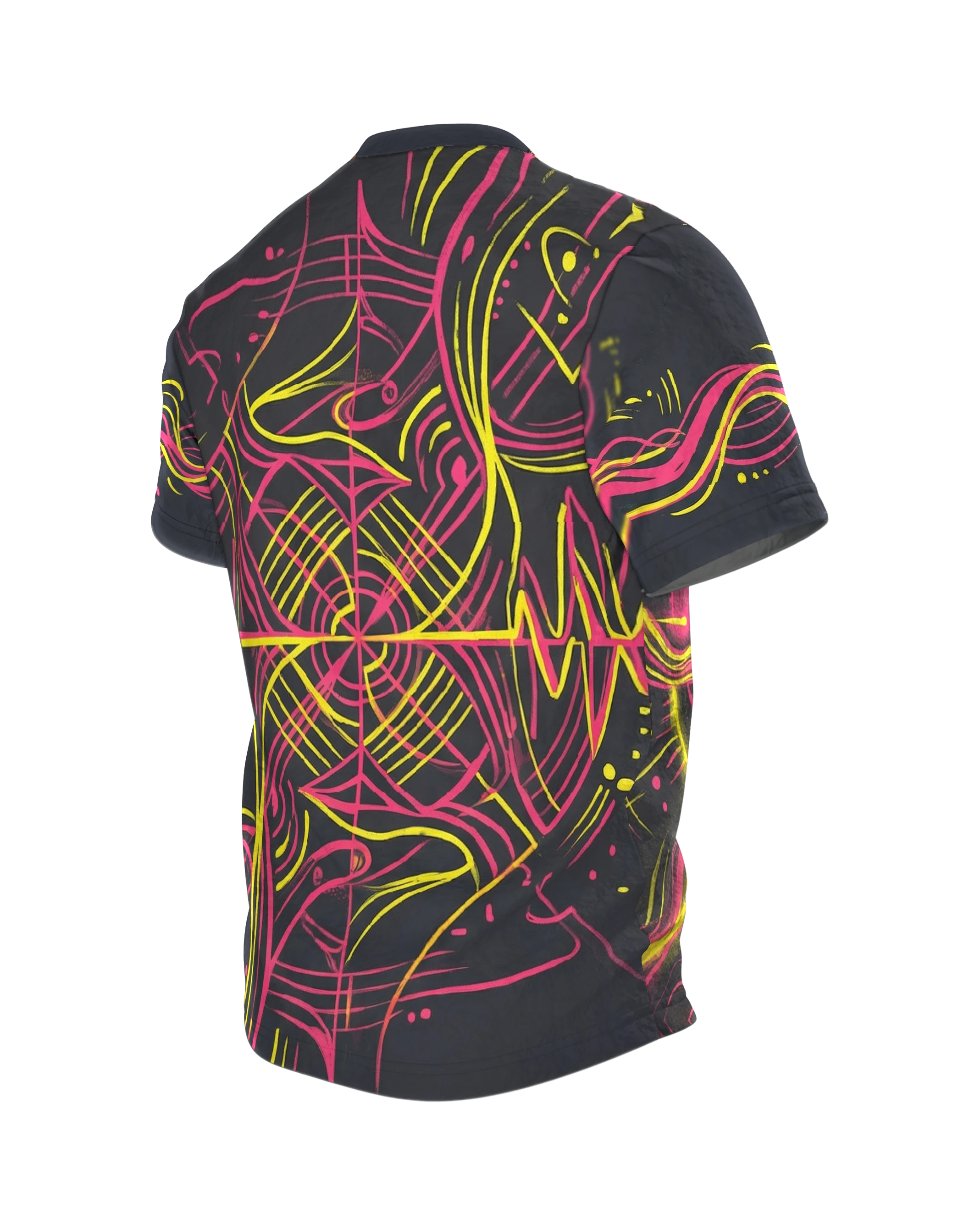 Neon Soundwave T-Shirt: Elektronische Musik, Rückseite schräg links